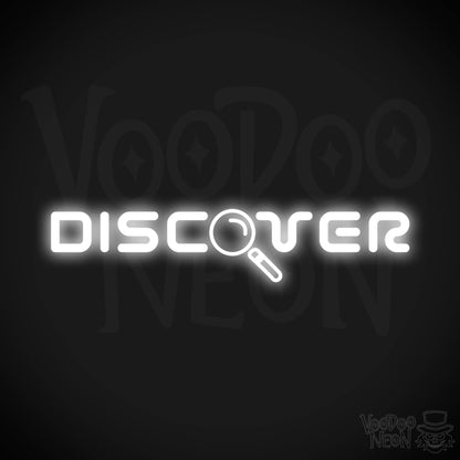 Discover Neon Sign - Neon Discover Sign - Word Sign - Color White