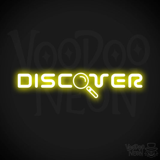 Discover Neon Sign - Neon Discover Sign - Word Sign - Color Yellow