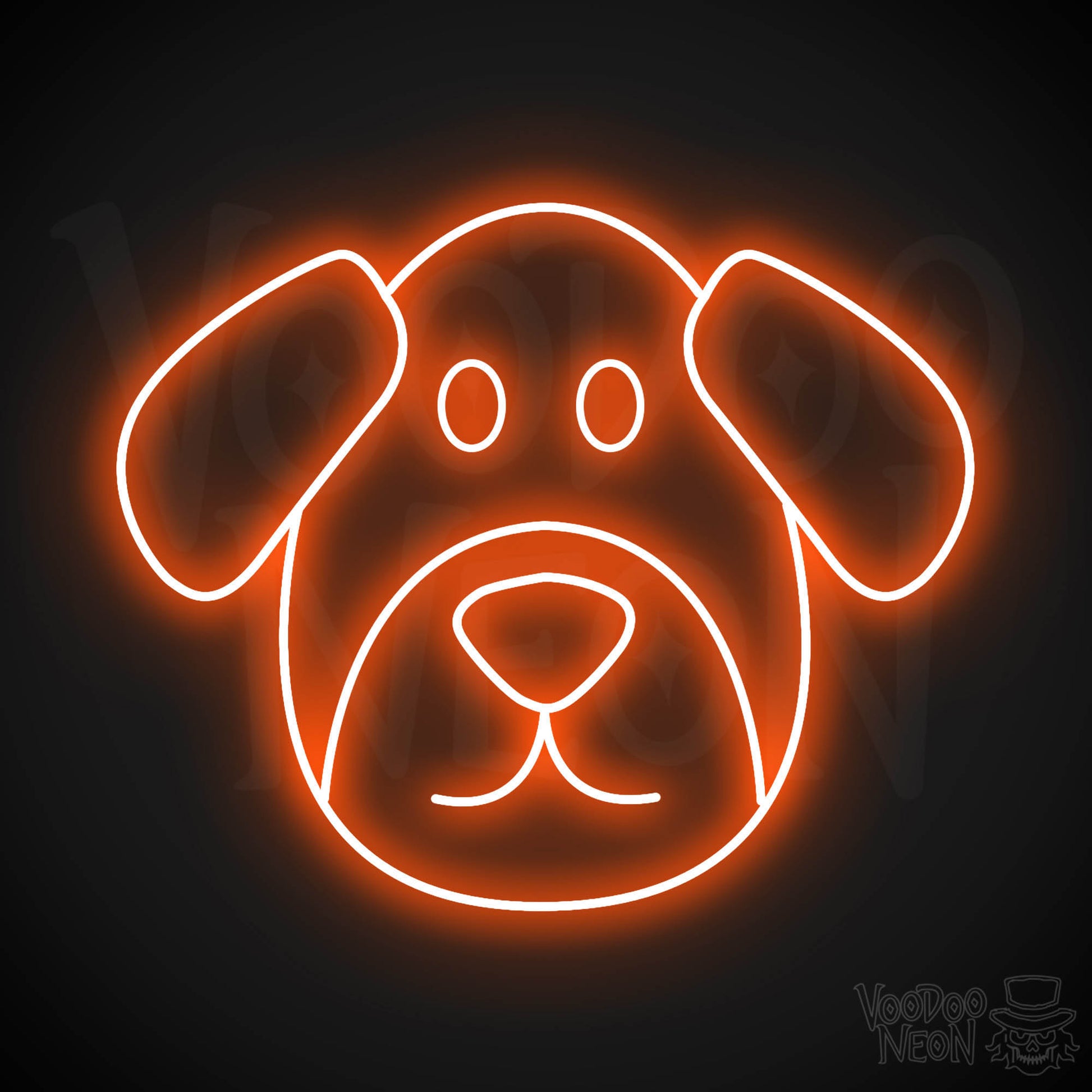 Dog Face LED Neon - Orange