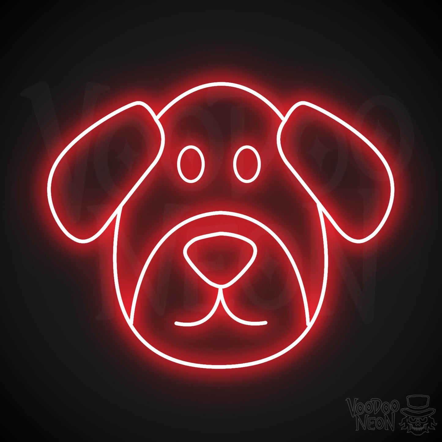 Dog Face LED Neon - Red