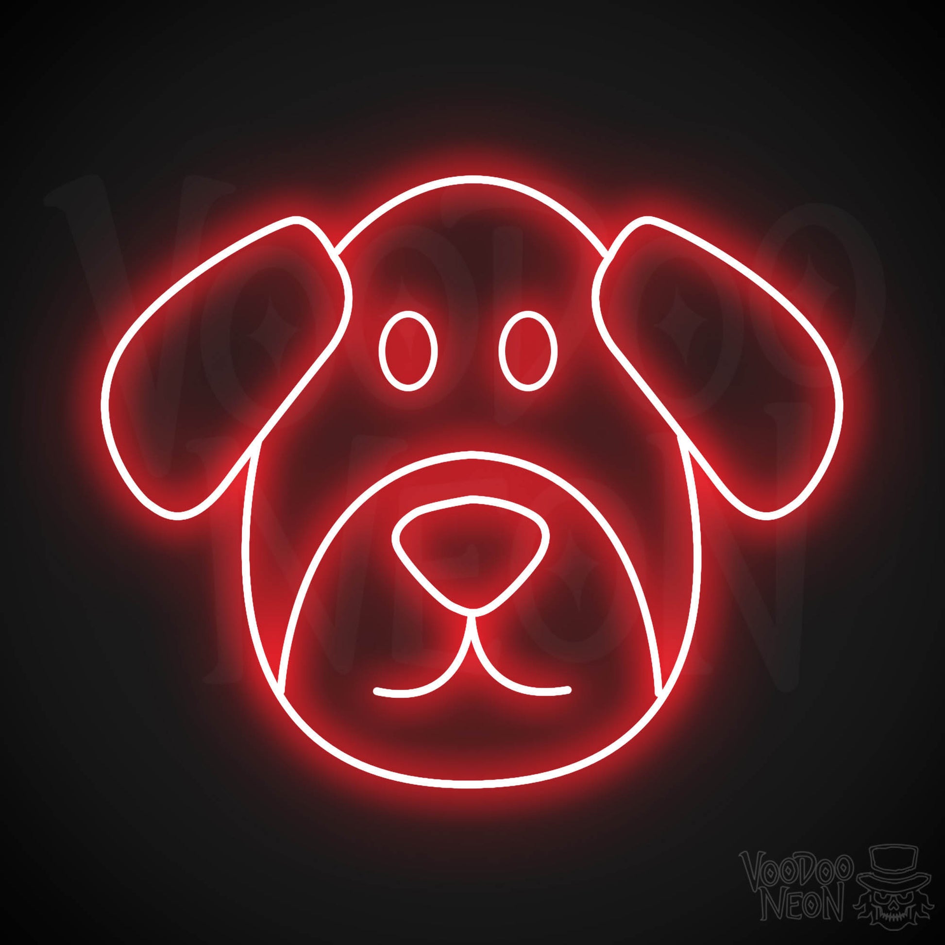 Dog Face LED Neon - Red