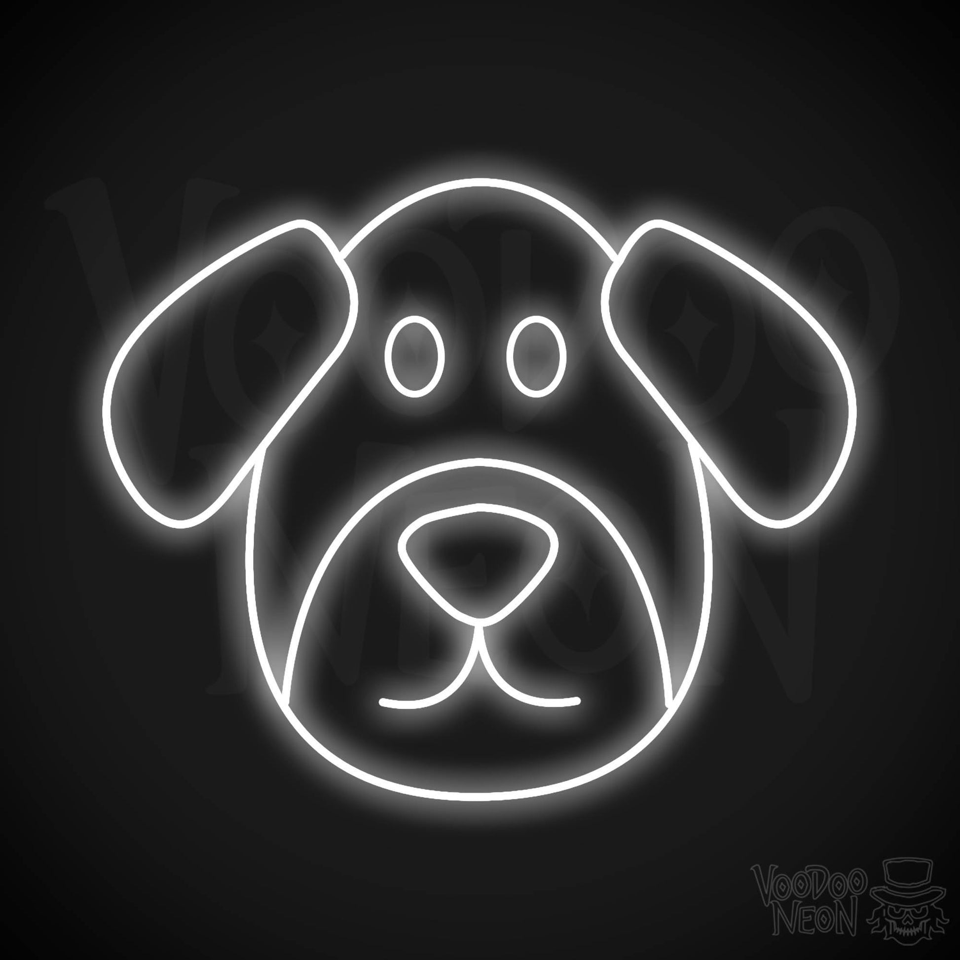 Dog Face LED Neon - White