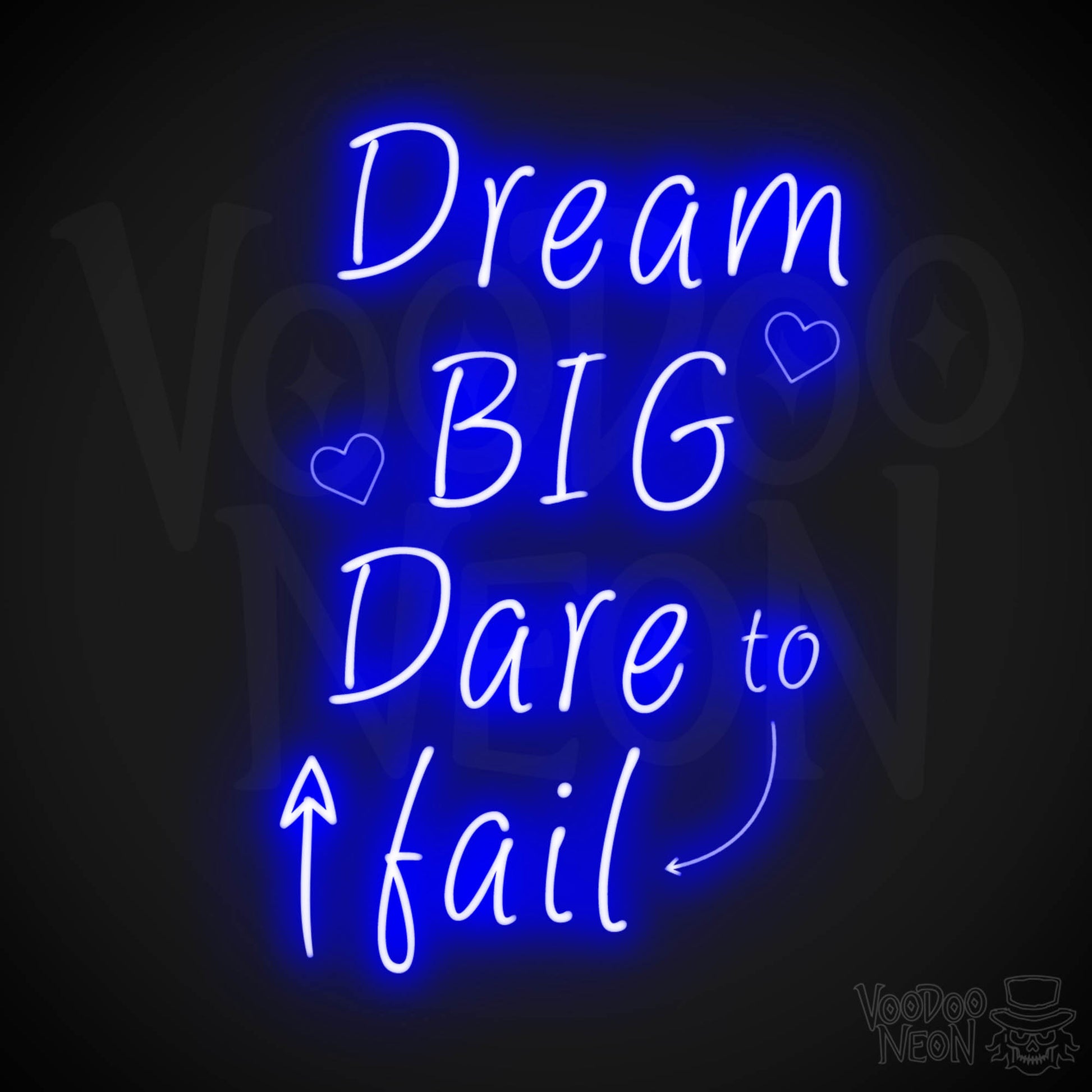 Dream Big Dare To Fail Neon Sign - Neon Dream Big Dare To Fail Sign - Inspirational Sign - Color Dark Blue