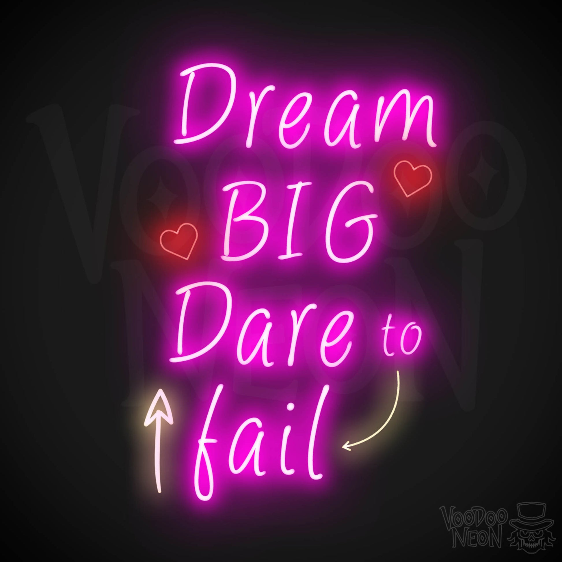 Dream Big Dare To Fail Neon Sign - Neon Dream Big Dare To Fail Sign - Inspirational Sign - Color Multi-Color