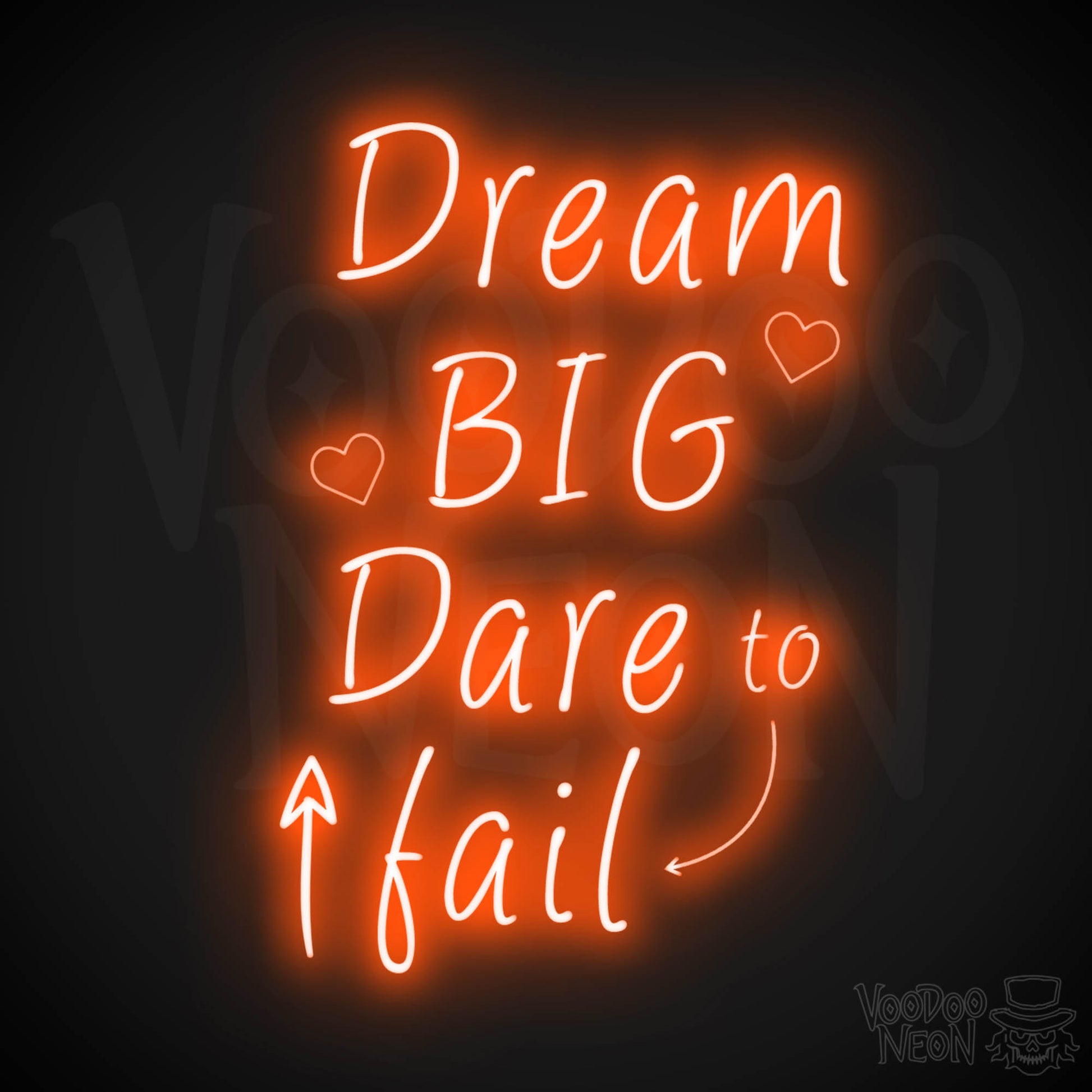 Dream Big Dare To Fail Neon Sign - Neon Dream Big Dare To Fail Sign - Inspirational Sign - Color Orange