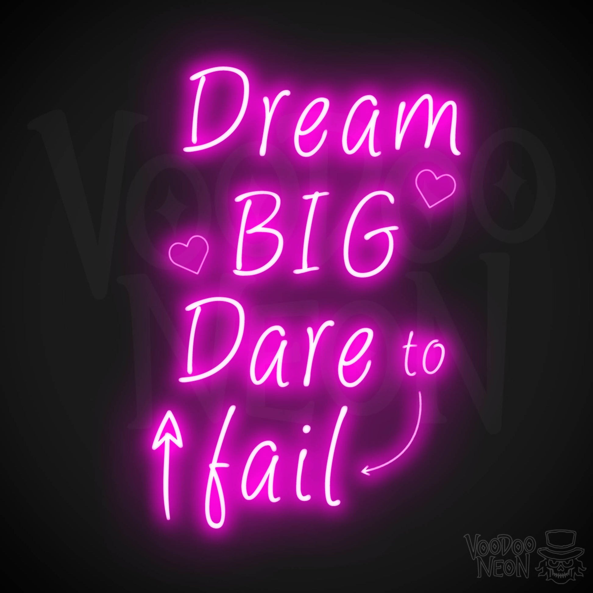 Dream Big Dare To Fail Neon Sign - Neon Dream Big Dare To Fail Sign - Inspirational Sign - Color Pink