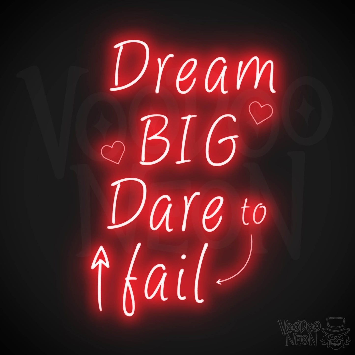 Dream Big Dare To Fail Neon Sign - Neon Dream Big Dare To Fail Sign - Inspirational Sign - Color Red