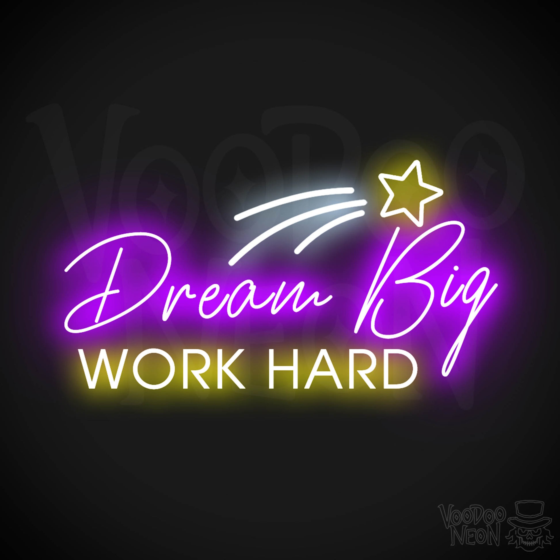 Dream Big Work Hard Neon Sign - Dream Big Work Hard Sign - LED Lights - Color Multi-Color