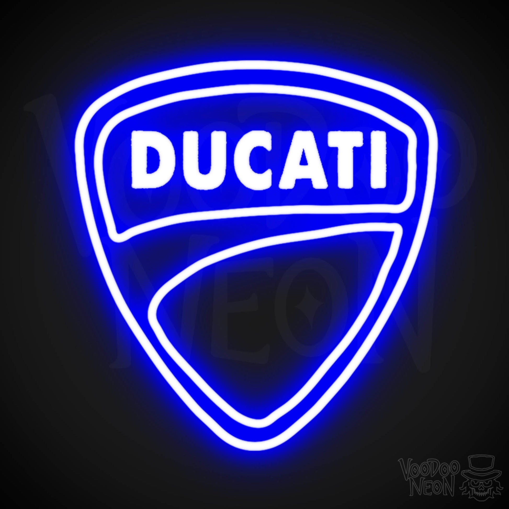 Ducati Neon Sign - Neon Ducati Sign - Ducati Logo Wall Art - Color Dark Blue