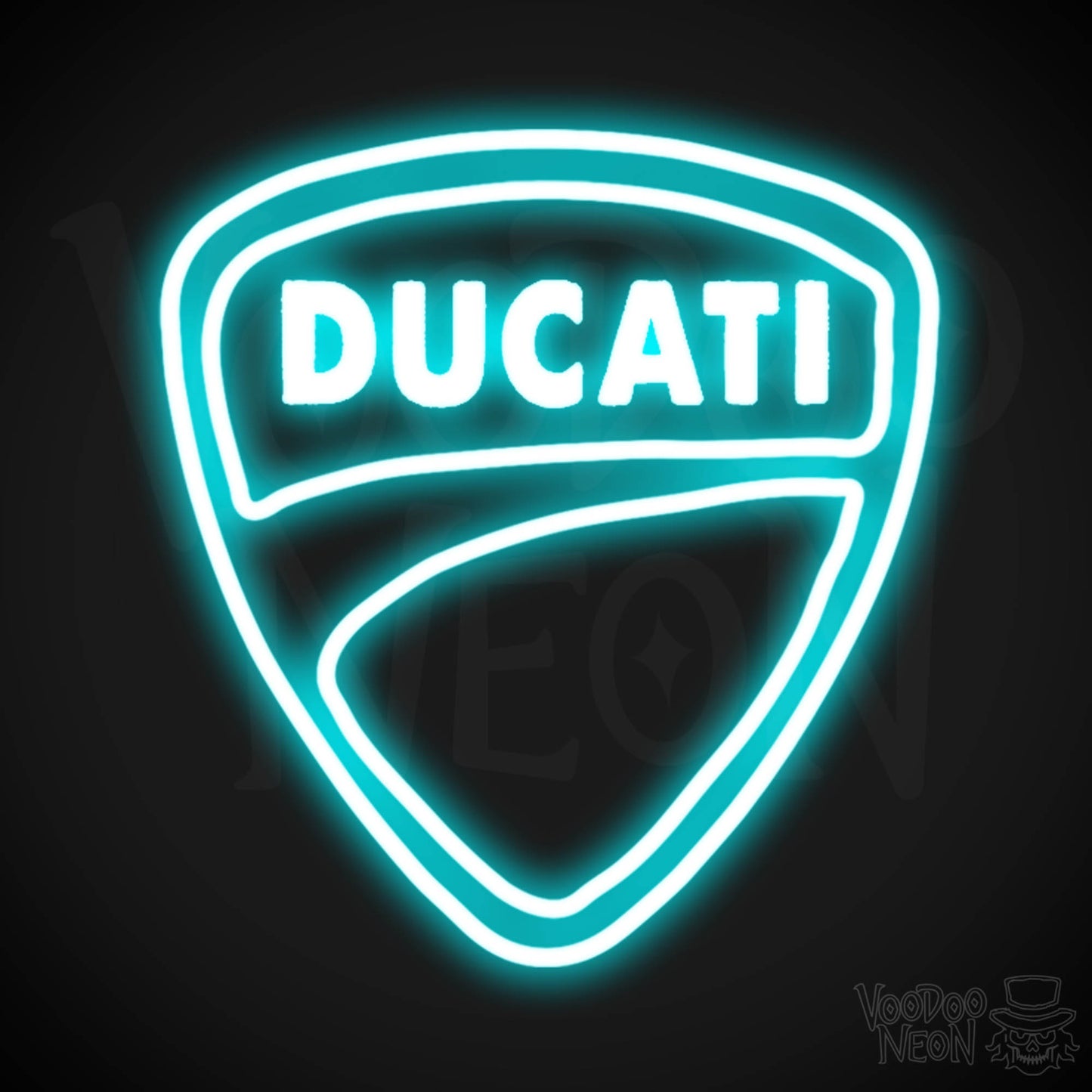 Ducati Neon Sign - Neon Ducati Sign - Ducati Logo Wall Art - Color Ice Blue