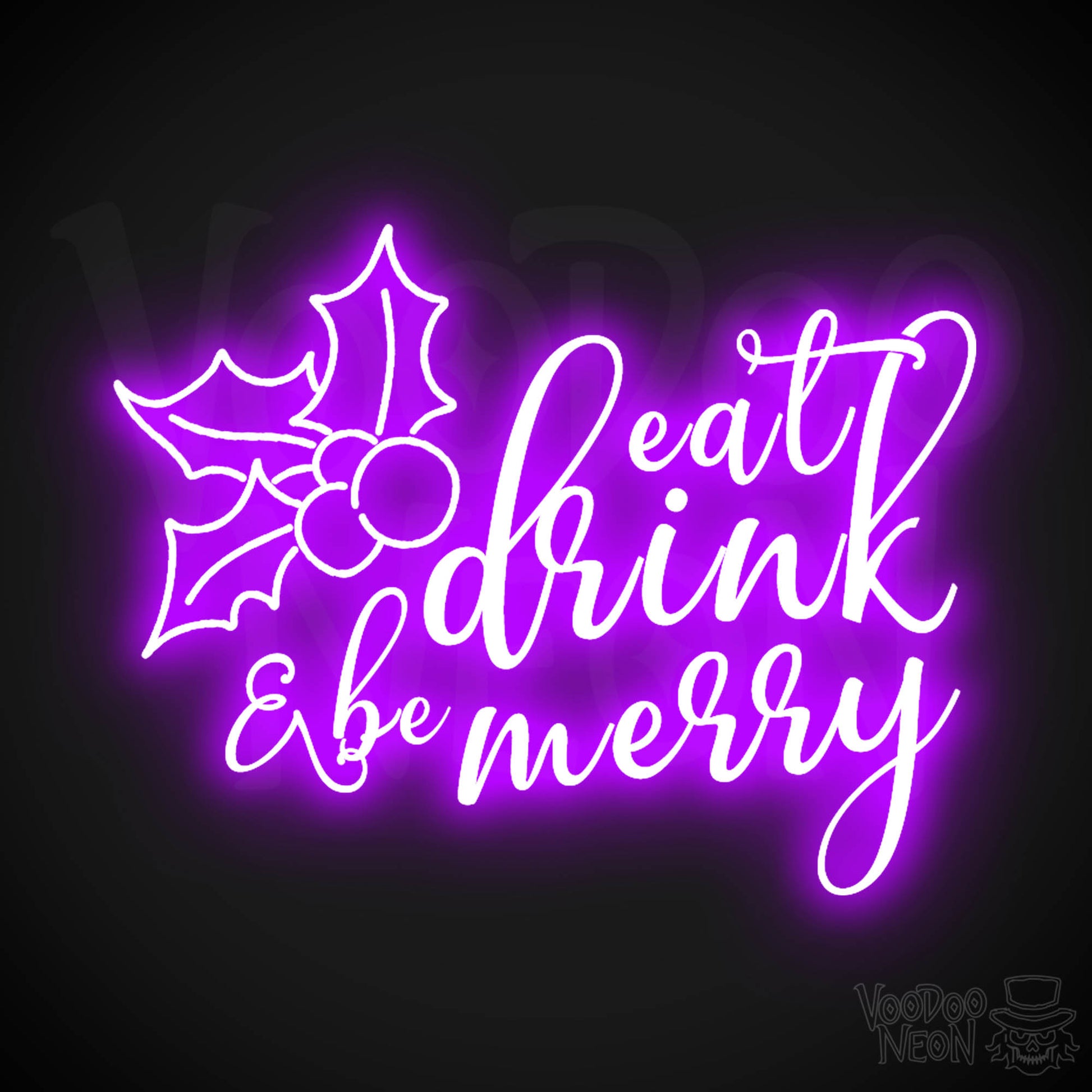 Eat Drink & Be Merry Neon Sign - Neon Eat Drink & Be Merry Sign - Color Purple