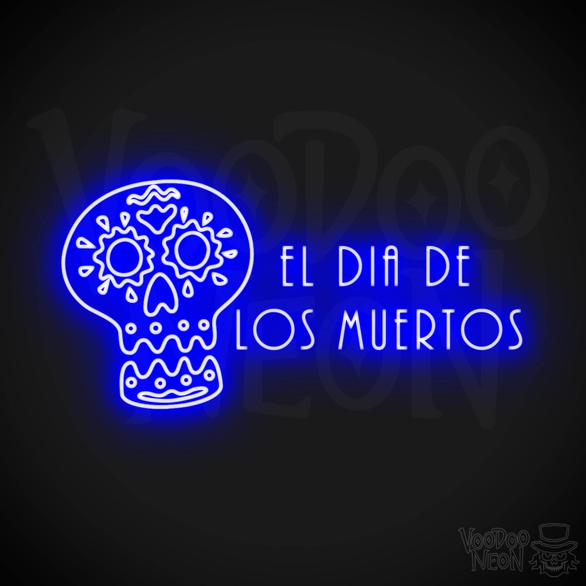 Day of the Dead Neon Sign - Neon Day of the Dead Wall Art - LED Sign - Color Dark Blue