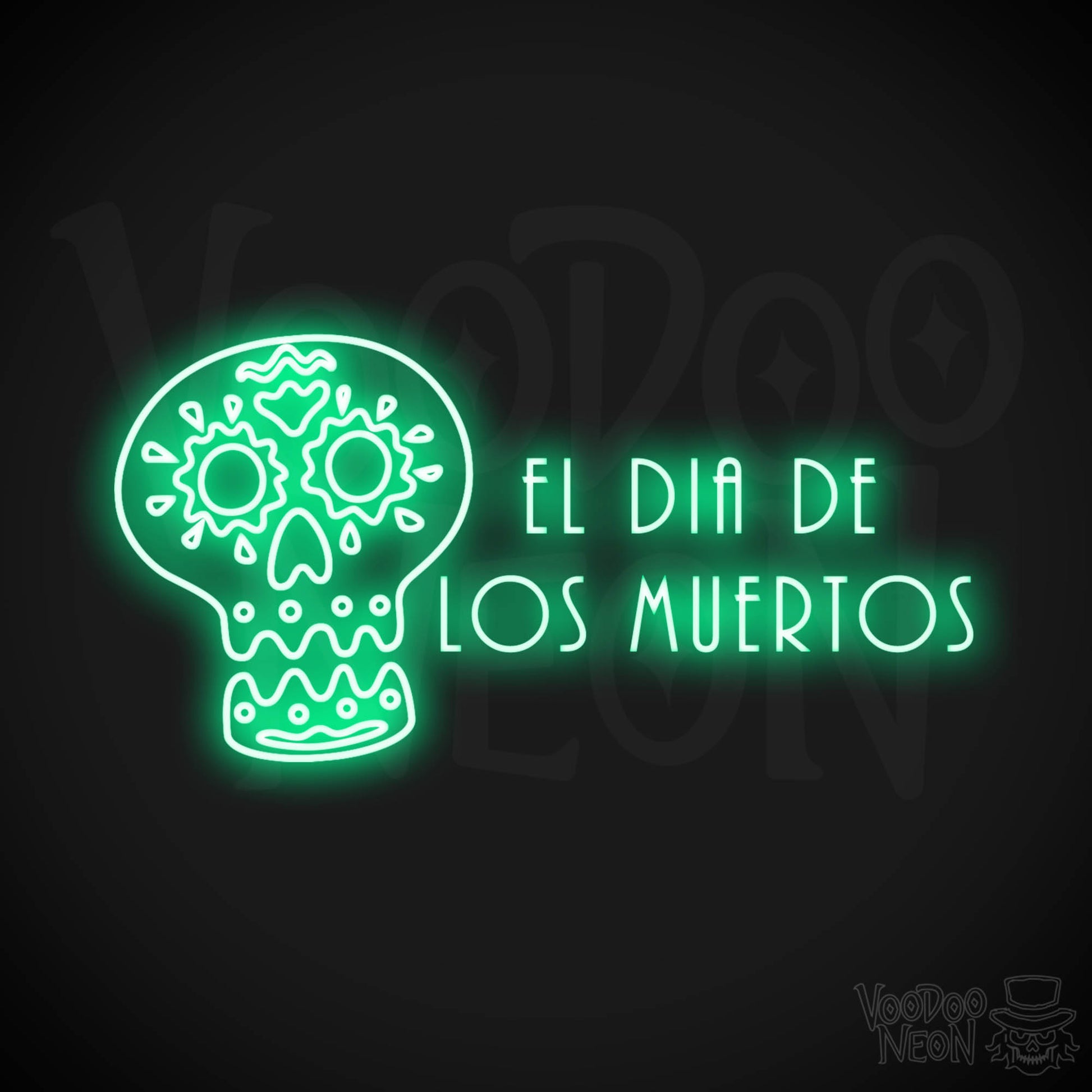 Day of the Dead Neon Sign - Neon Day of the Dead Wall Art - LED Sign - Color Green