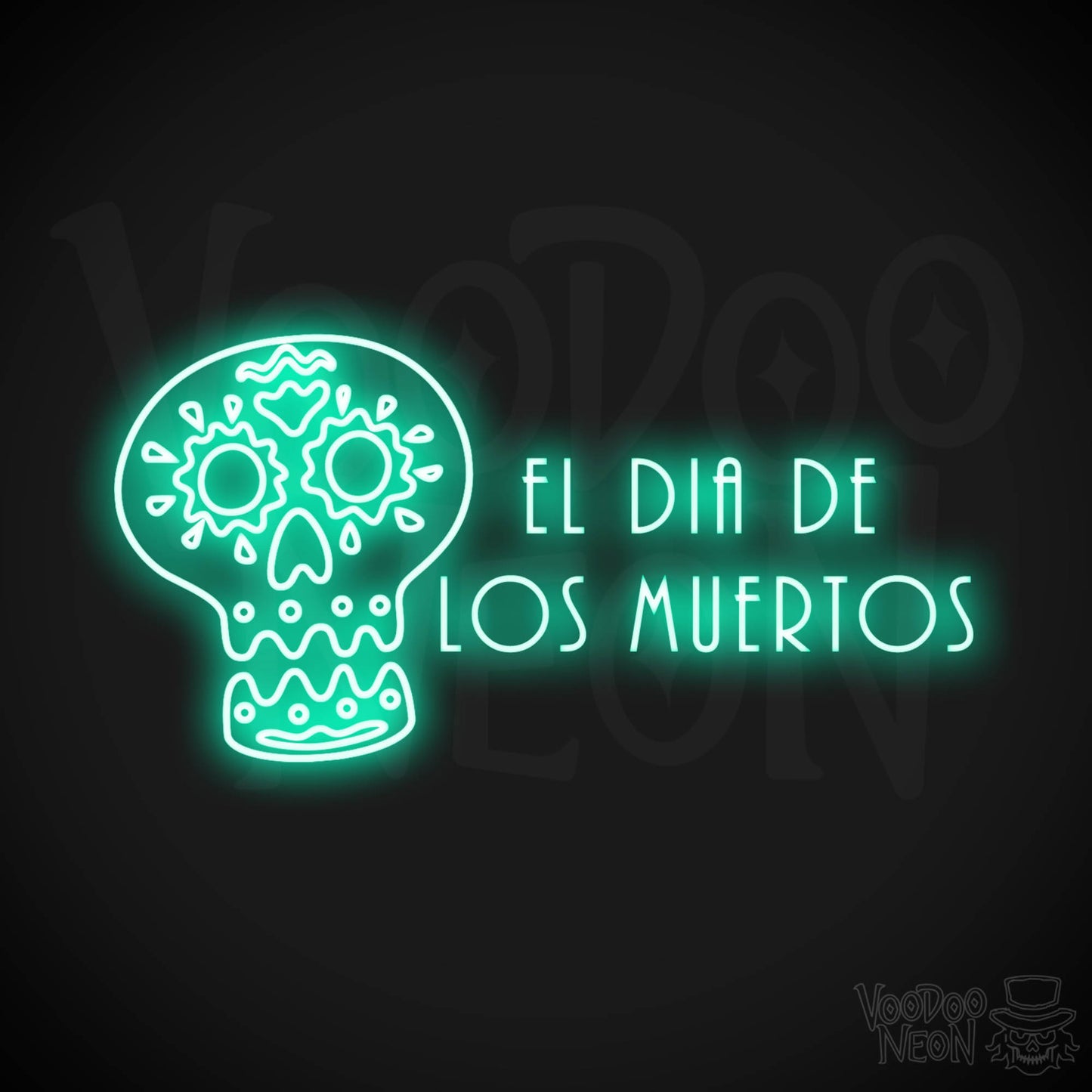 Day of the Dead Neon Sign - Neon Day of the Dead Wall Art - LED Sign - Color Light Green