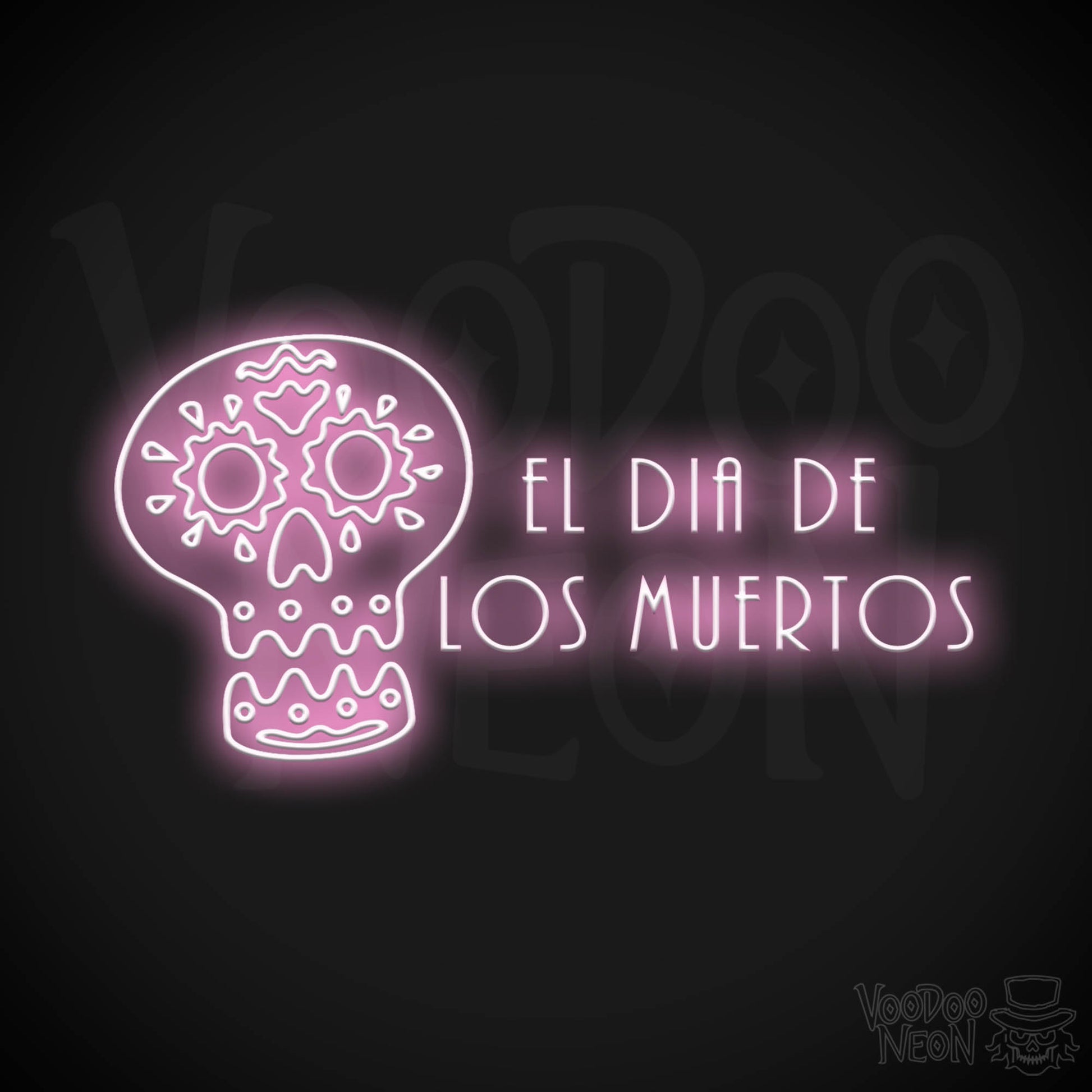 Day of the Dead Neon Sign - Neon Day of the Dead Wall Art - LED Sign - Color Light Pink