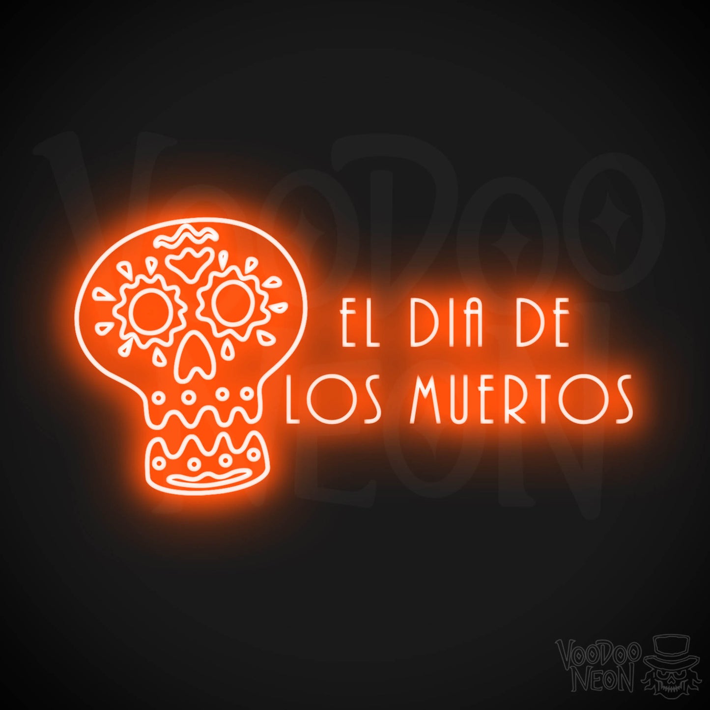 Day of the Dead Neon Sign - Neon Day of the Dead Wall Art - LED Sign - Color Orange