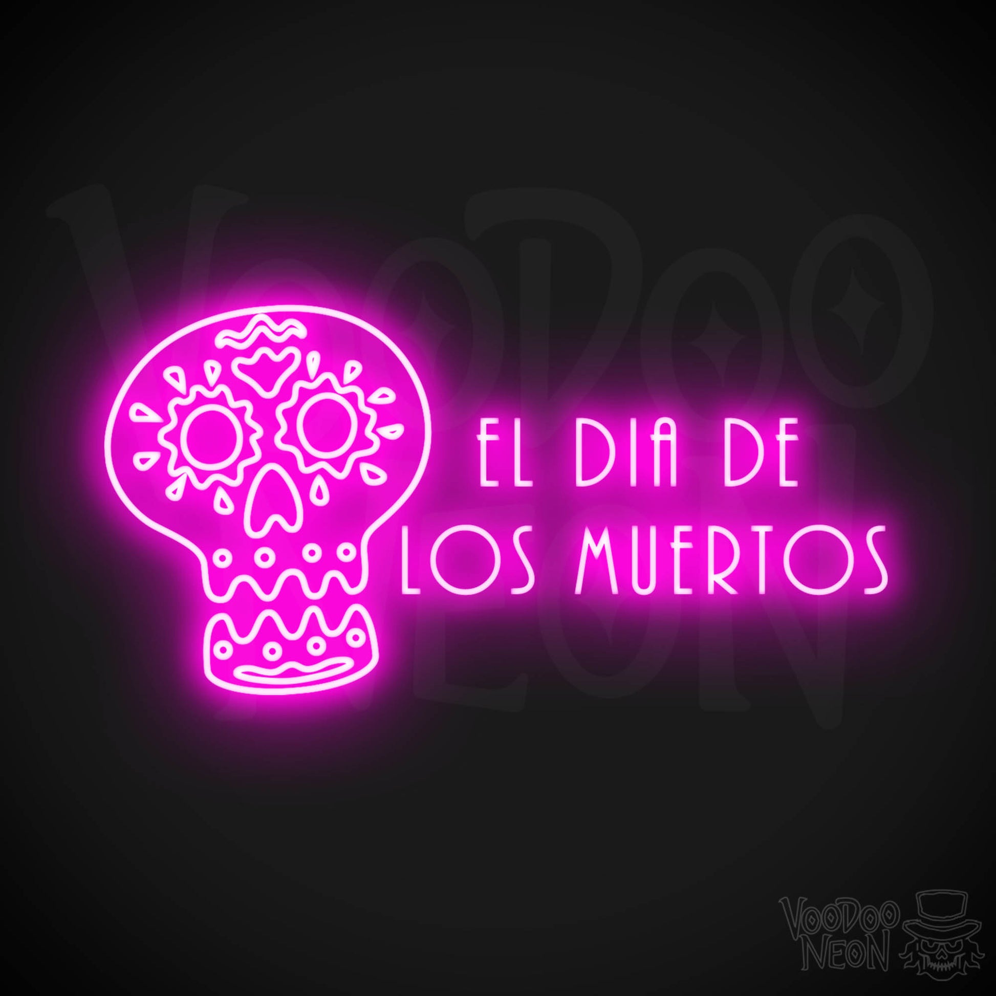 Day of the Dead Neon Sign - Neon Day of the Dead Wall Art - LED Sign - Color Pink