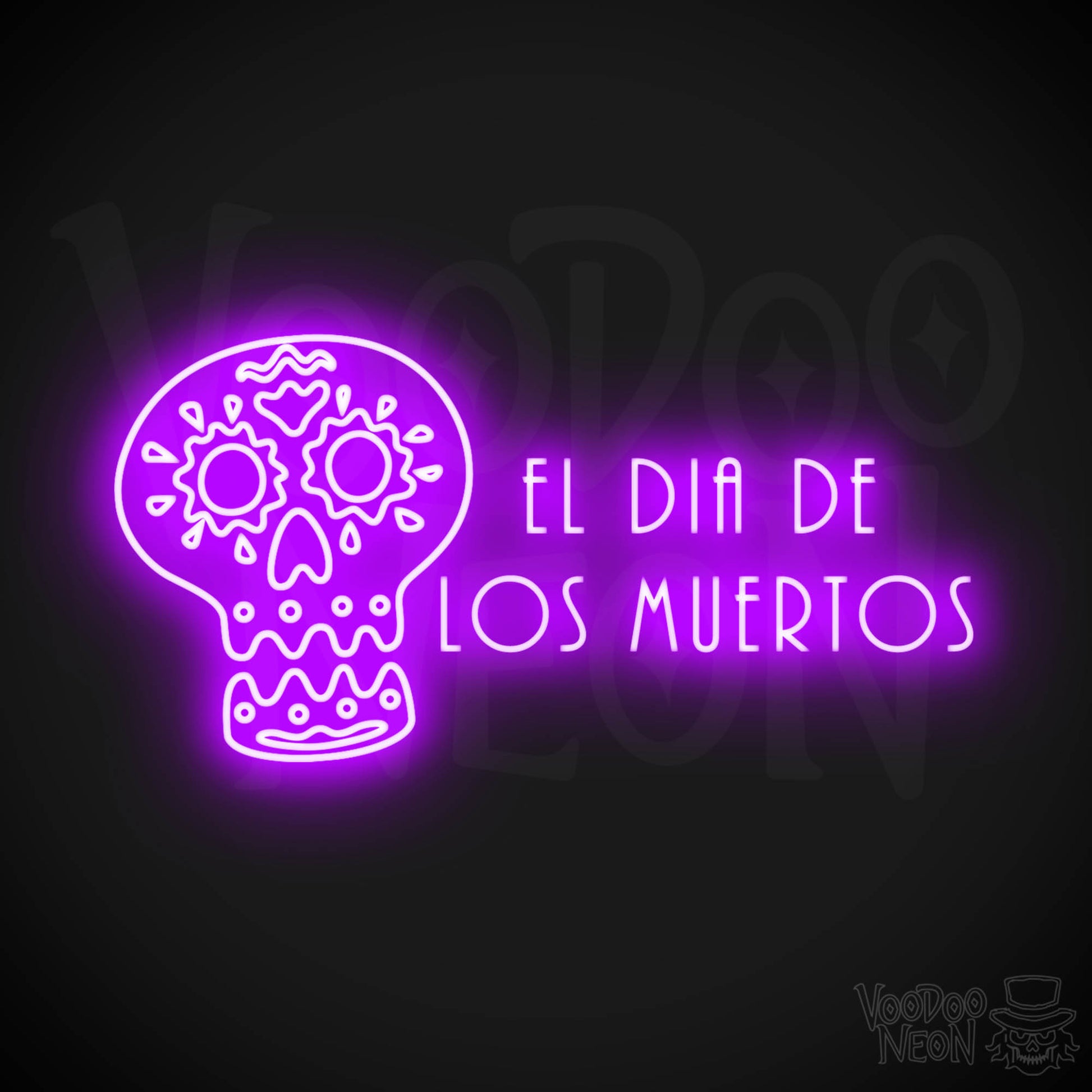 Day of the Dead Neon Sign - Neon Day of the Dead Wall Art - LED Sign - Color Purple