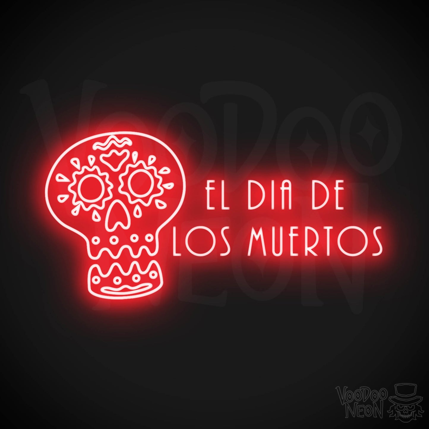 Day of the Dead Neon Sign - Neon Day of the Dead Wall Art - LED Sign - Color Red
