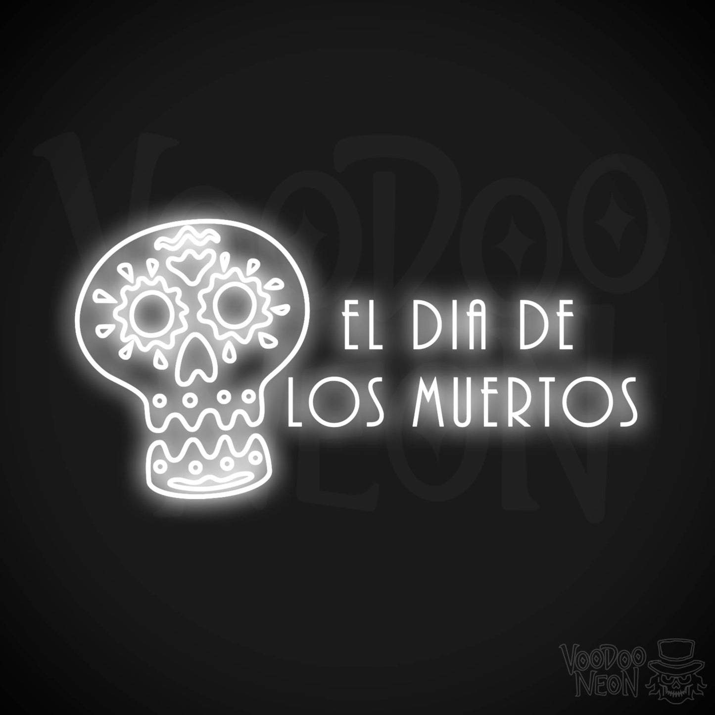 Day of the Dead Neon Sign - Neon Day of the Dead Wall Art - LED Sign - Color White
