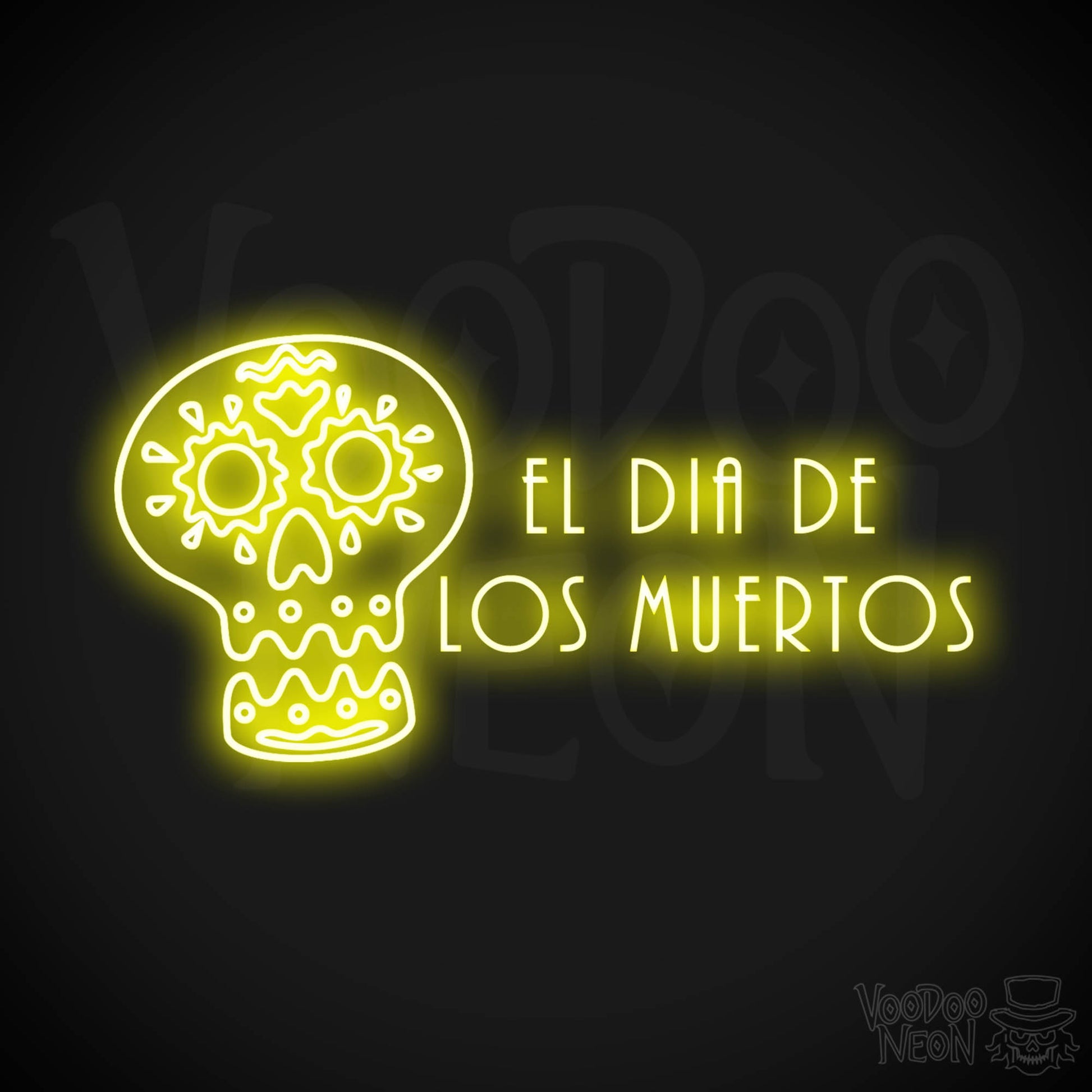 Day of the Dead Neon Sign - Neon Day of the Dead Wall Art - LED Sign - Color Yellow