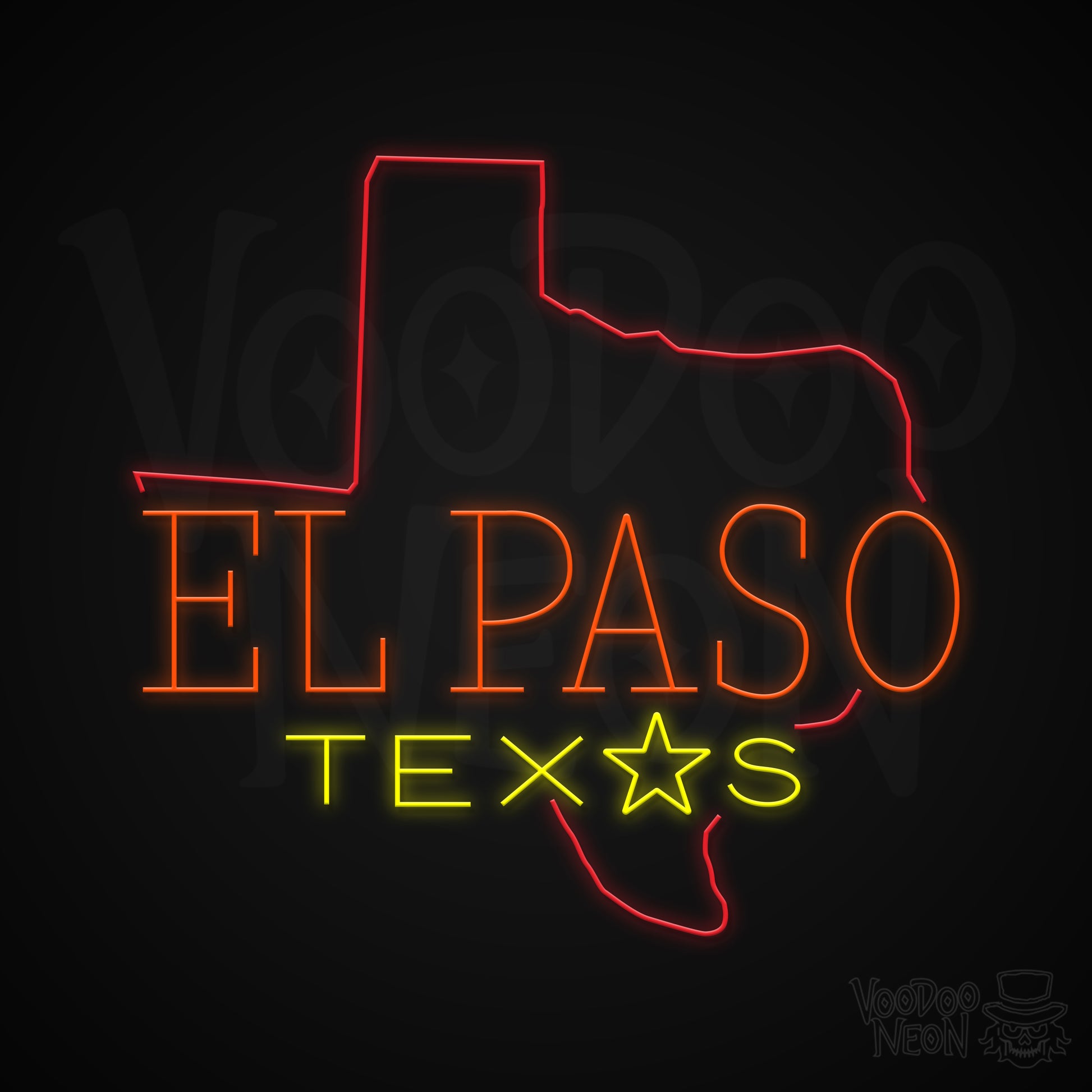 El Paso, Texas Neon Sign - Multi-Color