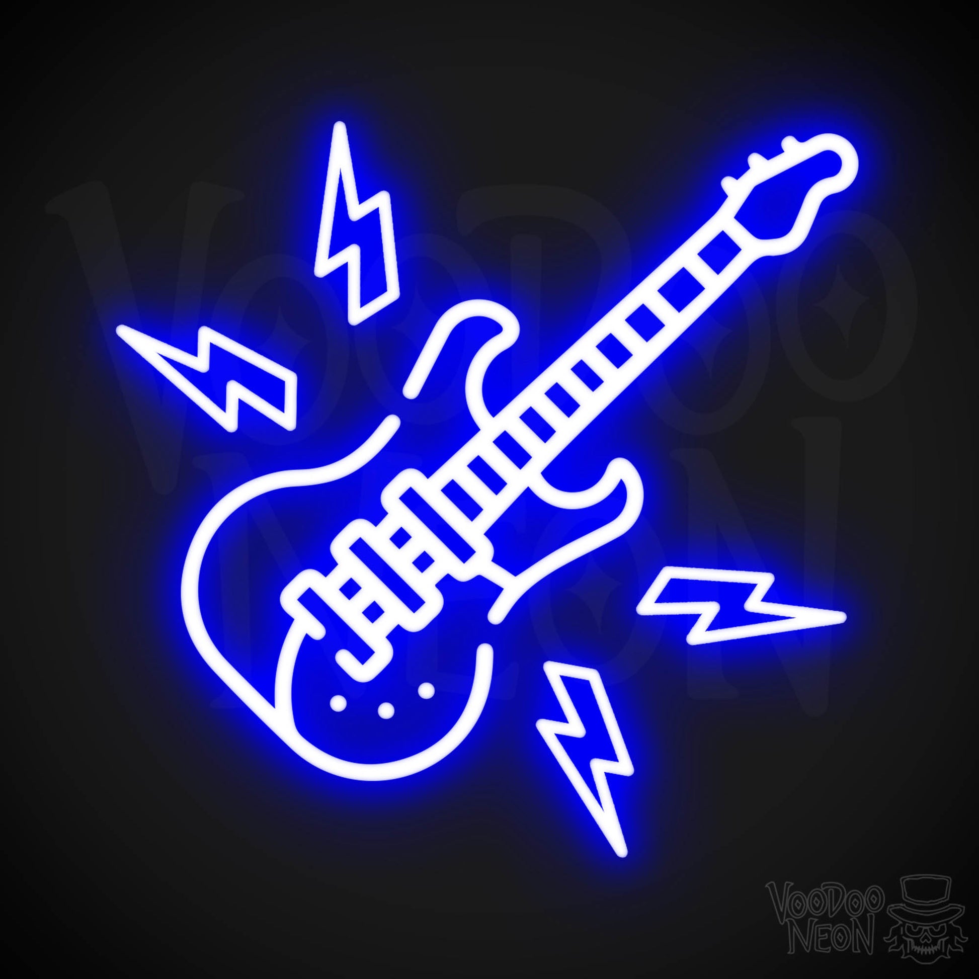 Neon Electric Guitar Sign - Electric Guitar Neon Sign - Electric Guitar Neon Wall Art - Color Dark Blue