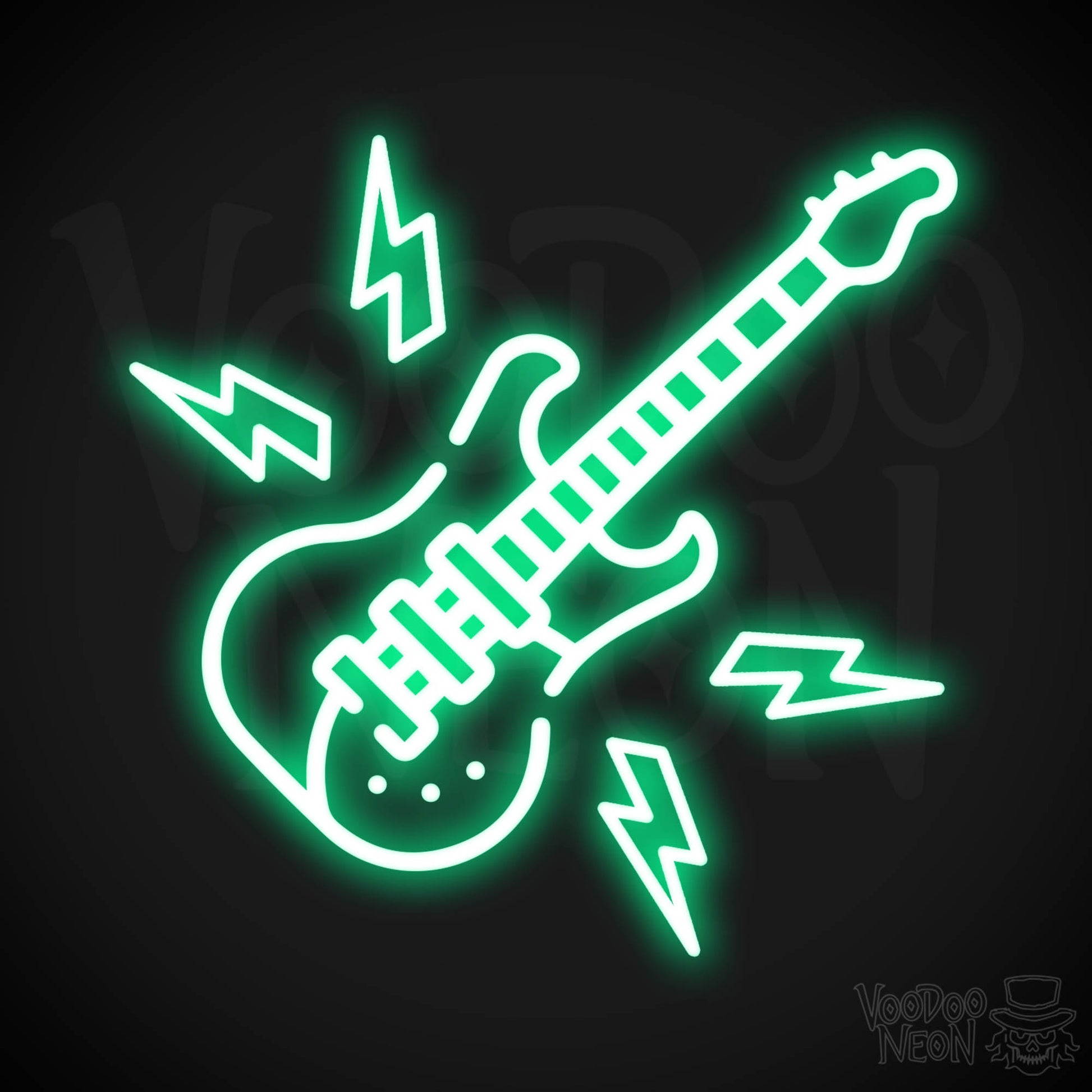 Neon Electric Guitar Sign - Electric Guitar Neon Sign - Electric Guitar Neon Wall Art - Color Green