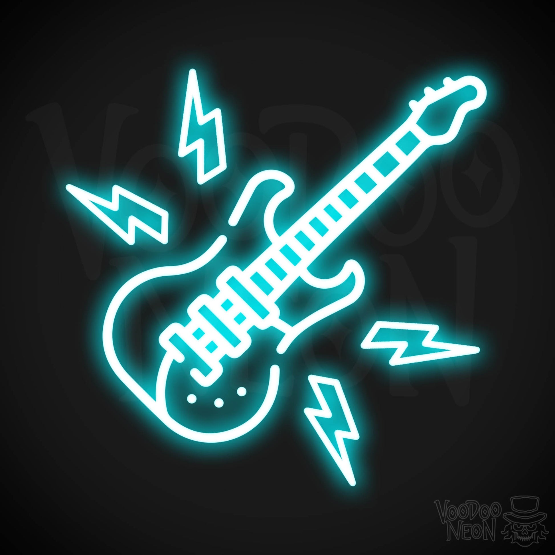 Neon Electric Guitar Sign - Electric Guitar Neon Sign - Electric Guitar Neon Wall Art - Color Ice Blue
