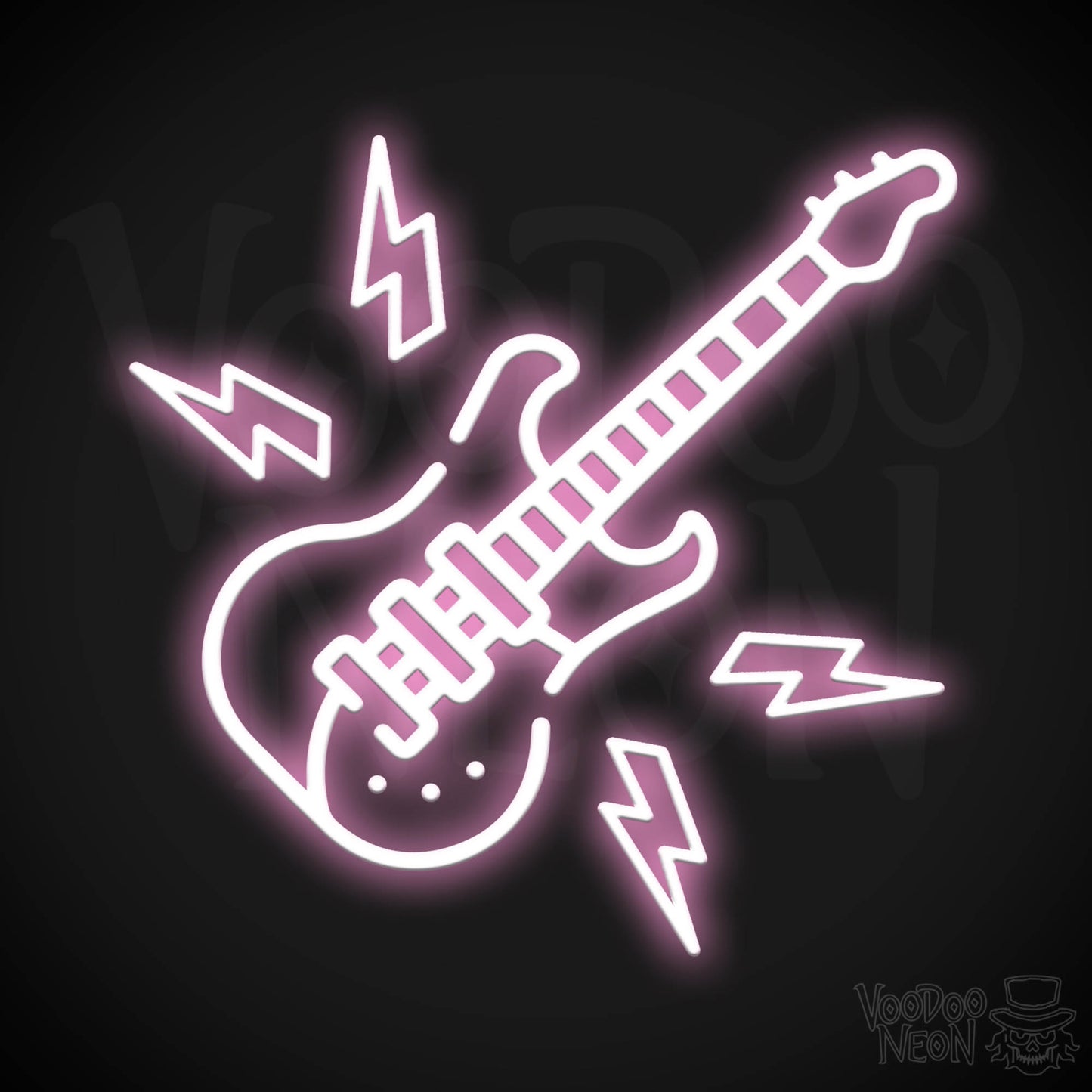 Neon Electric Guitar Sign - Electric Guitar Neon Sign - Electric Guitar Neon Wall Art - Color Light Pink