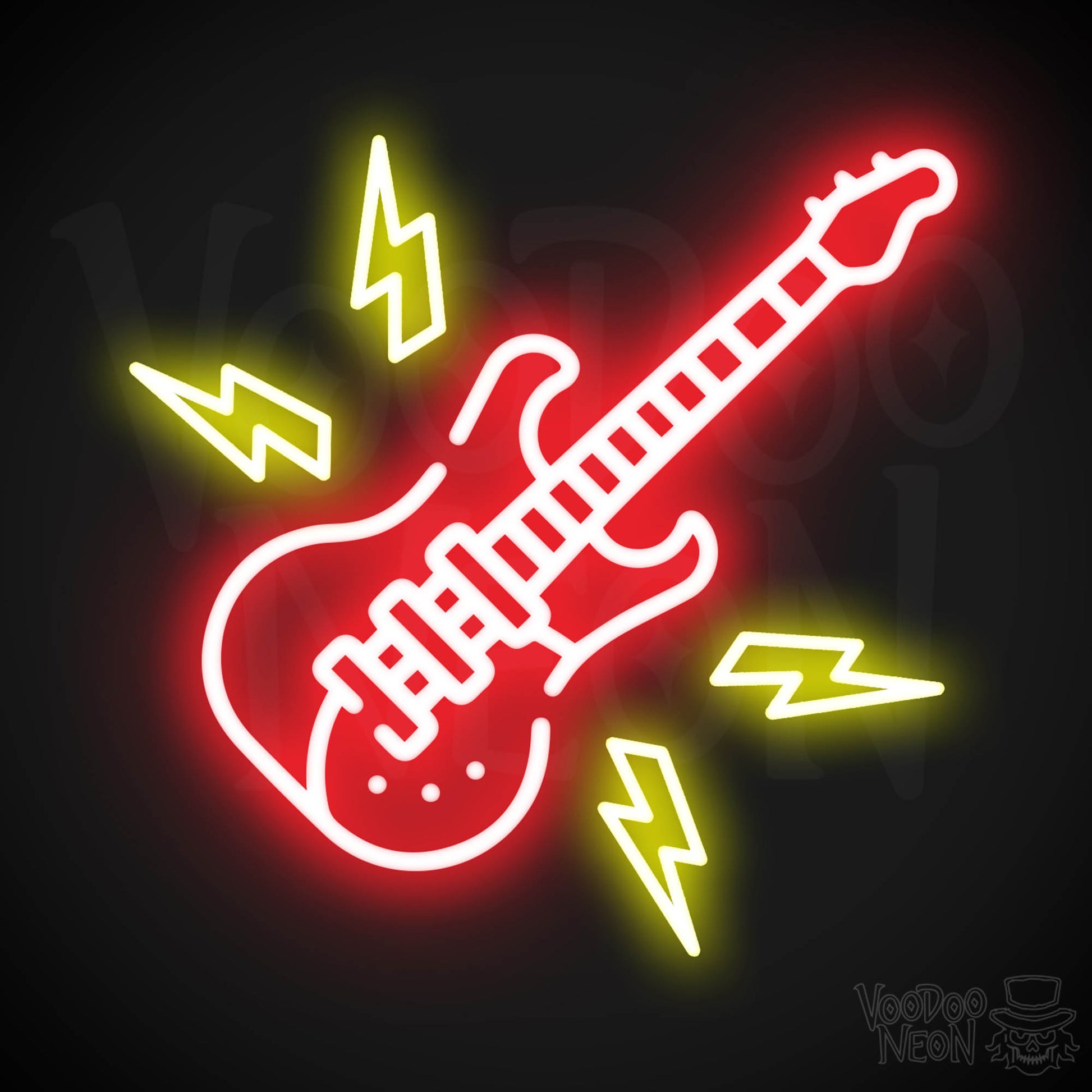 Neon Electric Guitar Sign - Electric Guitar Neon Sign - Electric Guitar Neon Wall Art - Color Multi-Color