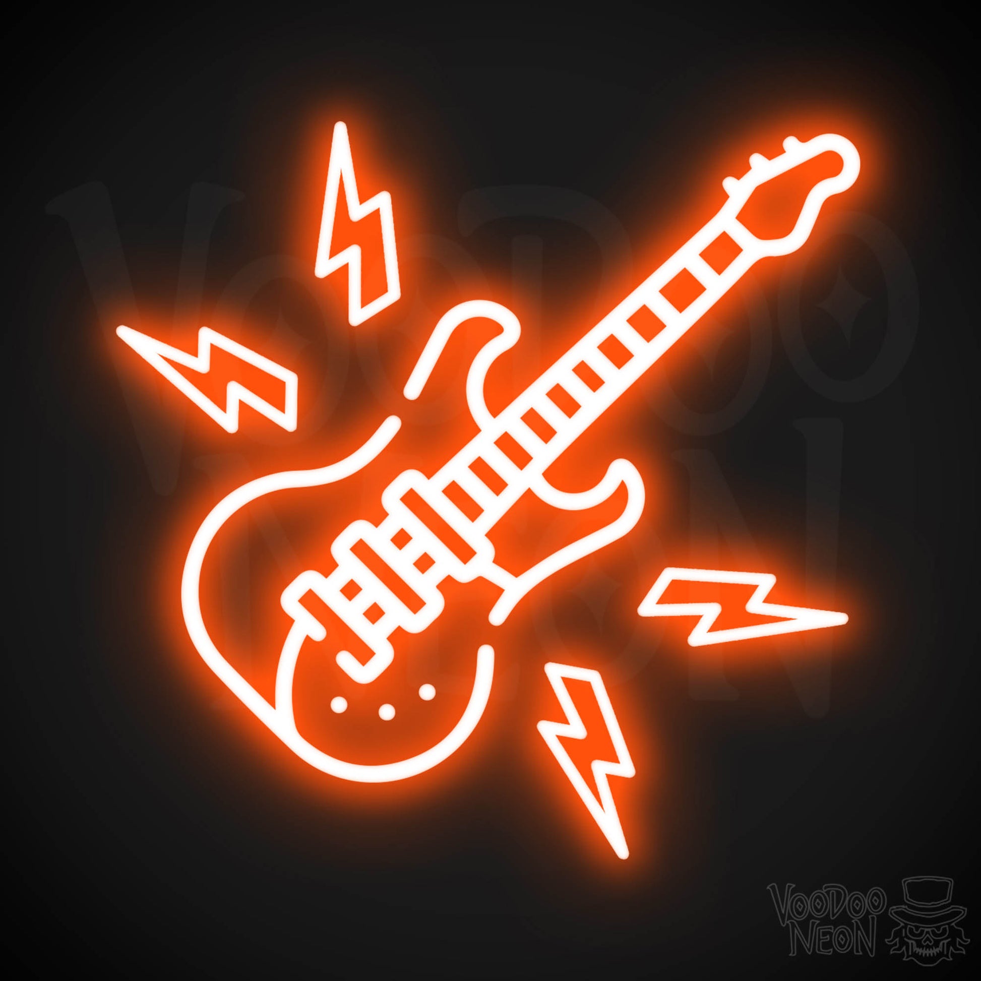 Neon Electric Guitar Sign - Electric Guitar Neon Sign - Electric Guitar Neon Wall Art - Color Orange