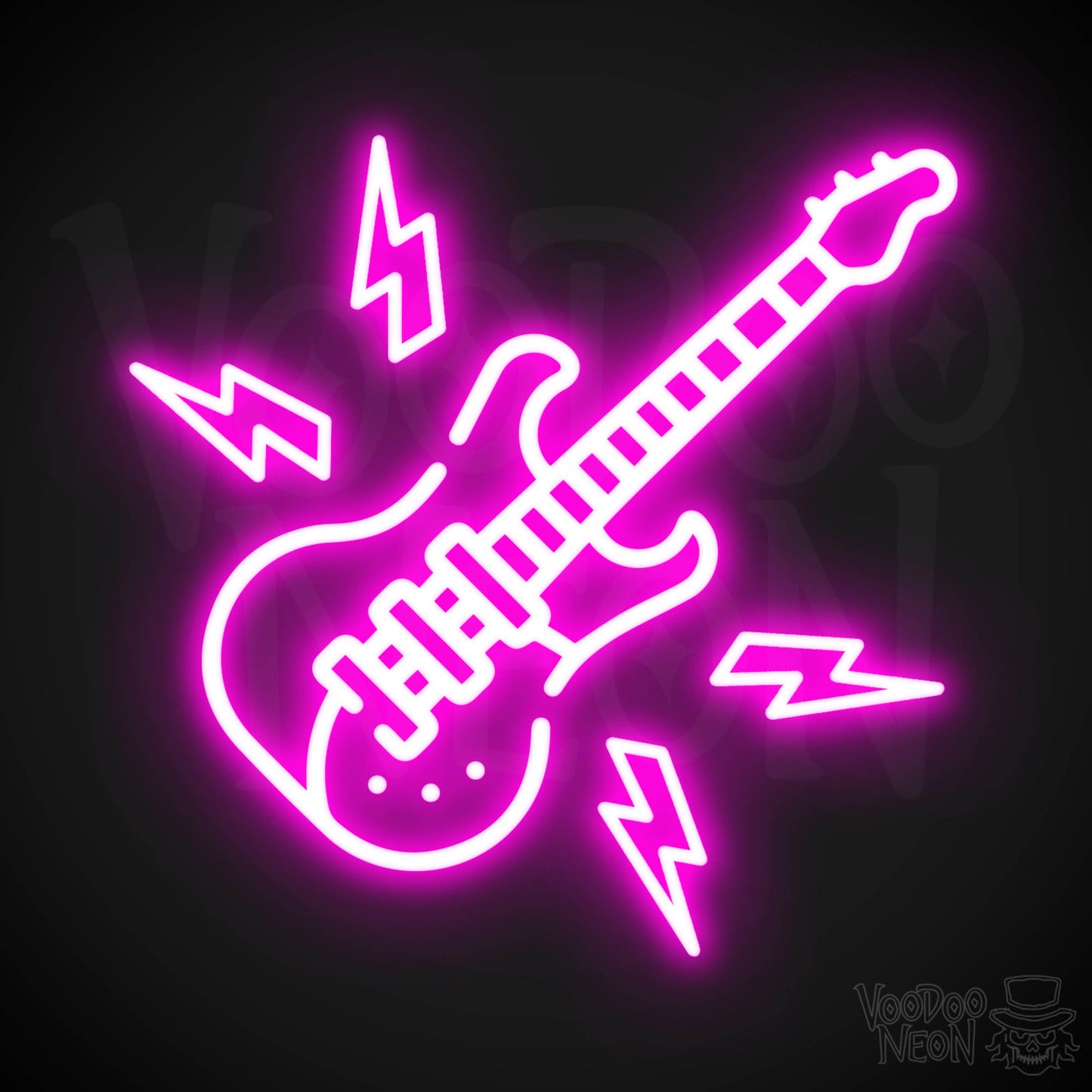 Neon Electric Guitar Sign - Electric Guitar Neon Sign - Electric Guitar Neon Wall Art - Color Pink