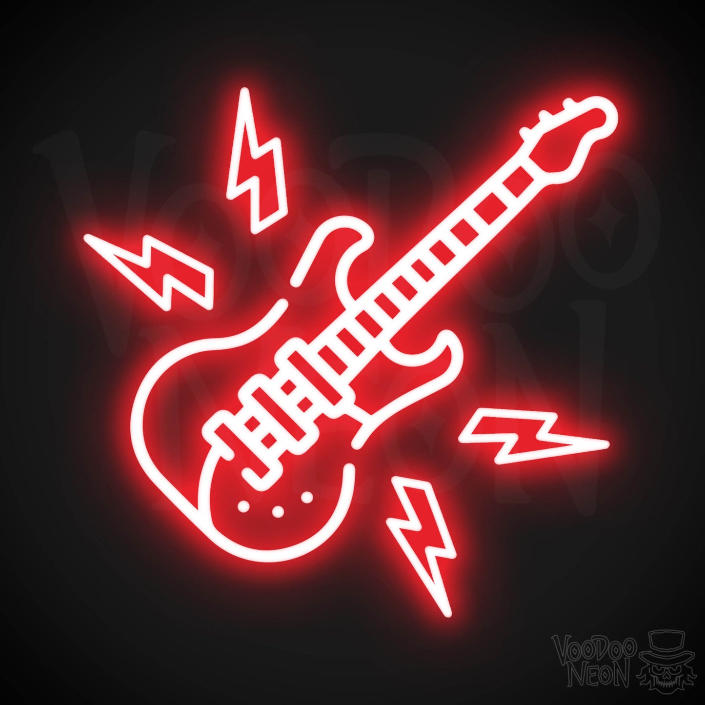 Neon Electric Guitar Sign - Electric Guitar Neon Sign - Electric Guitar Neon Wall Art - Color Red