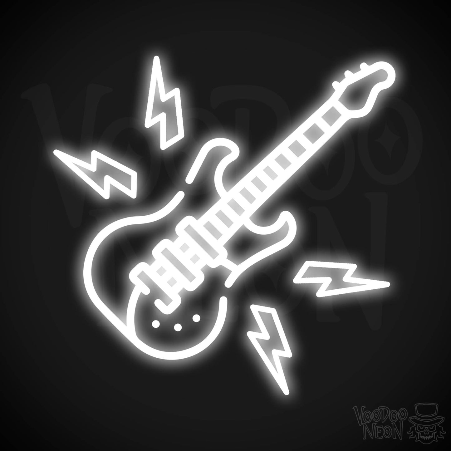 Neon Electric Guitar Sign - Electric Guitar Neon Sign - Electric Guitar Neon Wall Art - Color White