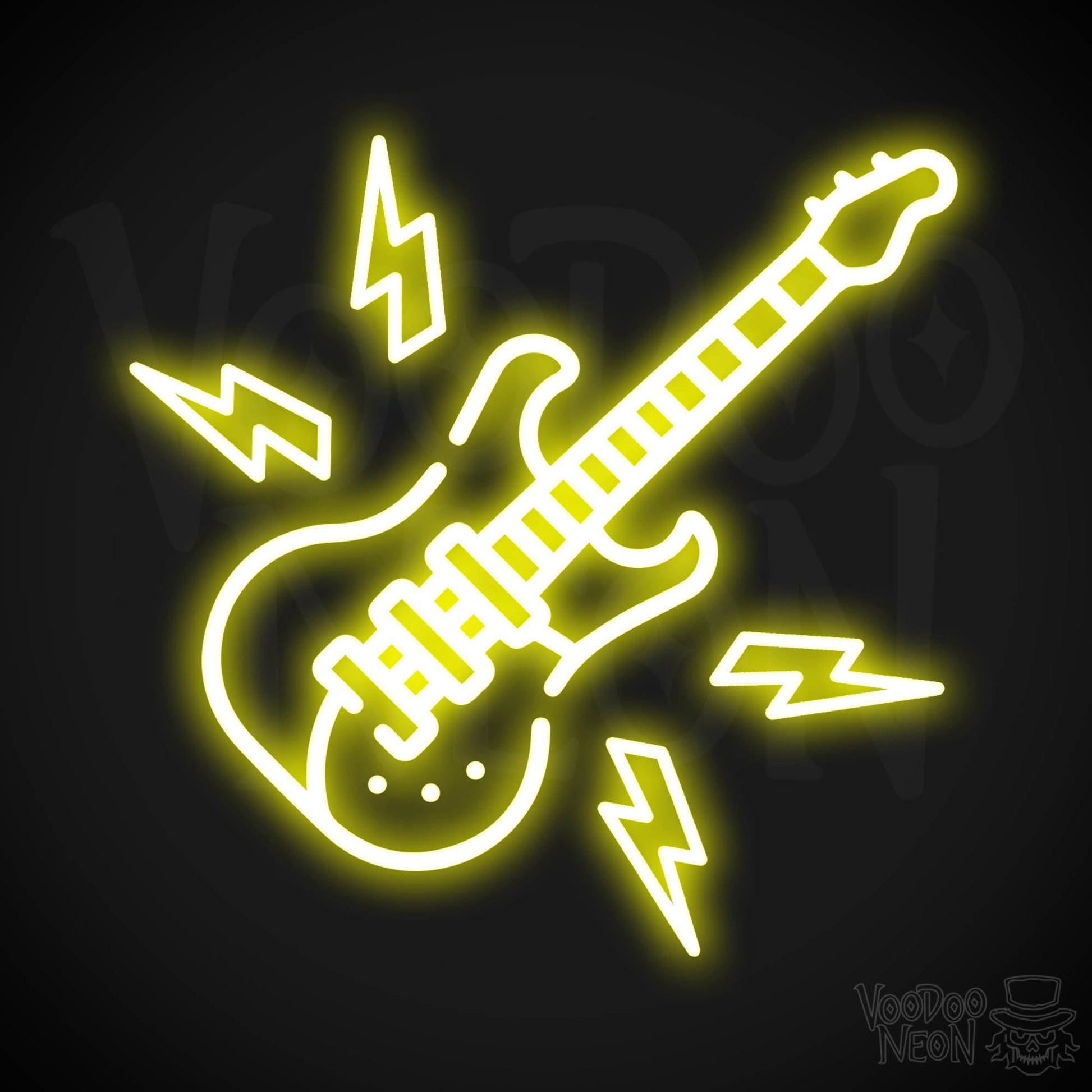 Neon Electric Guitar Sign - Electric Guitar Neon Sign - Electric Guitar Neon Wall Art - Color Yellow