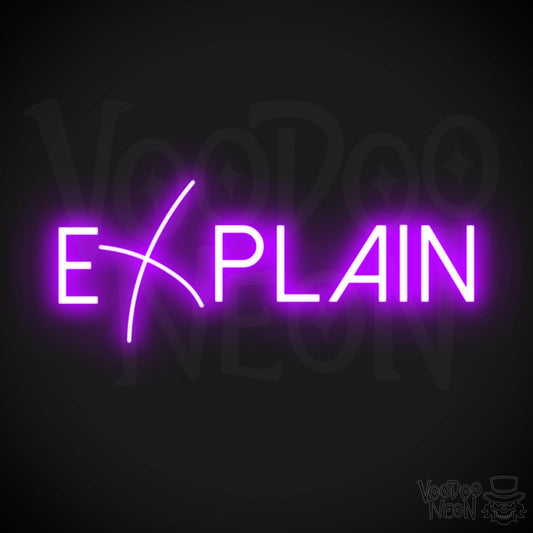 Explain Neon Sign - Neon Explain Sign - Color Purple