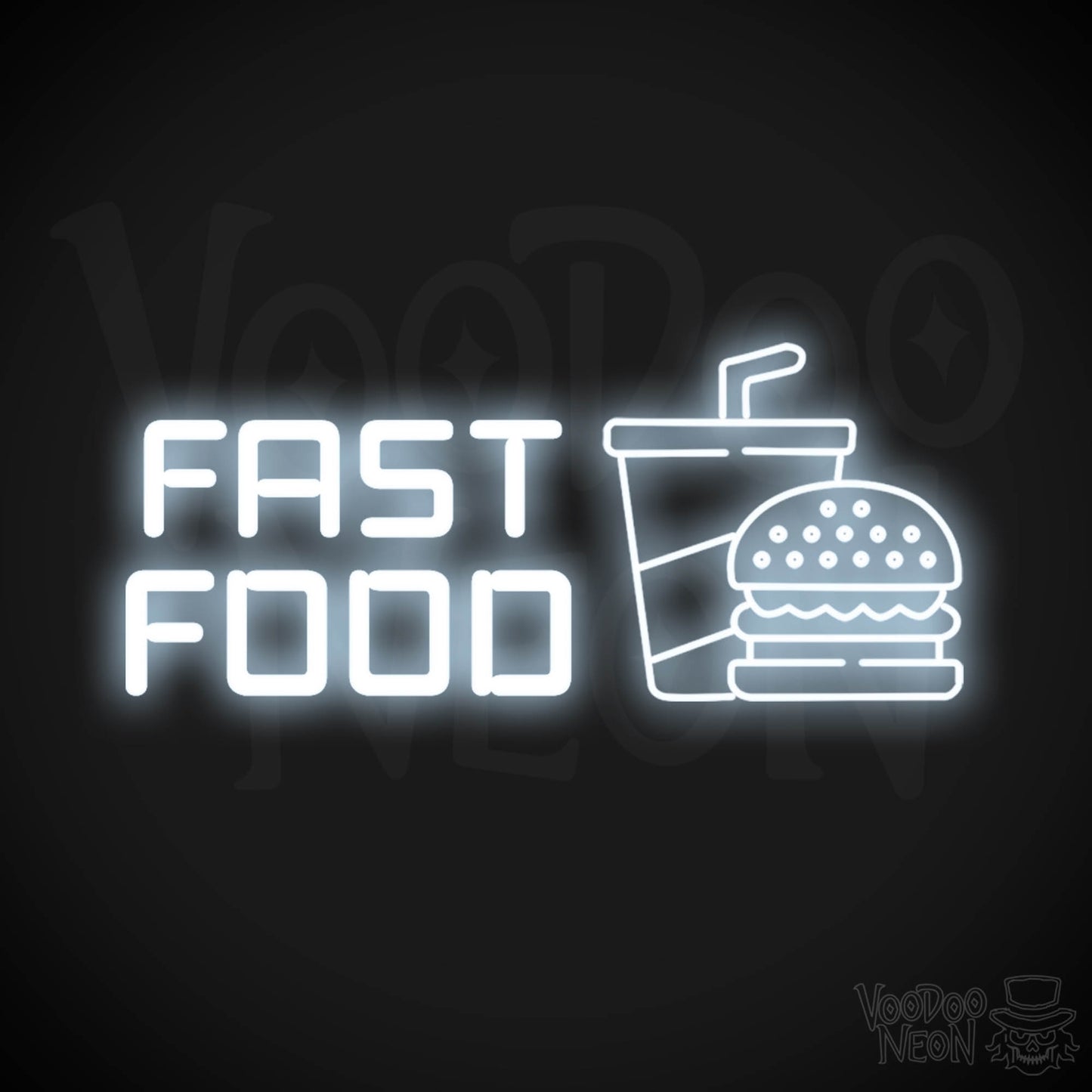 Fast Food Neon Sign - Neon Fast Food Sign - LED Sign - Color Cool White