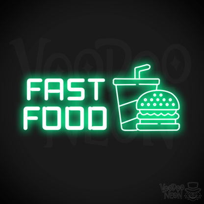 Fast Food Neon Sign - Neon Fast Food Sign - LED Sign - Color Green