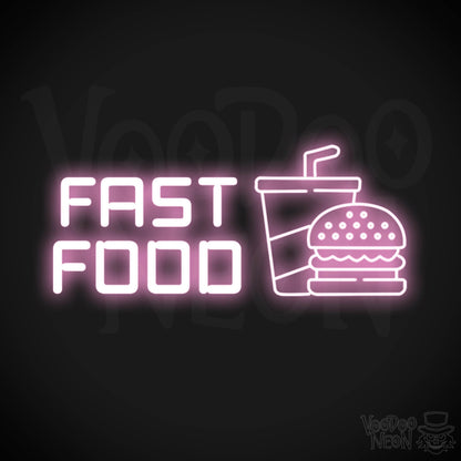 Fast Food Neon Sign - Neon Fast Food Sign - LED Sign - Color Light Pink