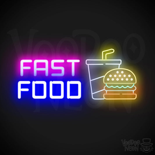 Fast Food Neon Sign - Neon Fast Food Sign - LED Sign - Color Multi-Color