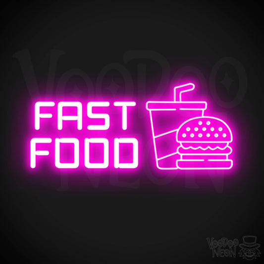 Fast Food Neon Sign - Neon Fast Food Sign - LED Sign - Color Pink