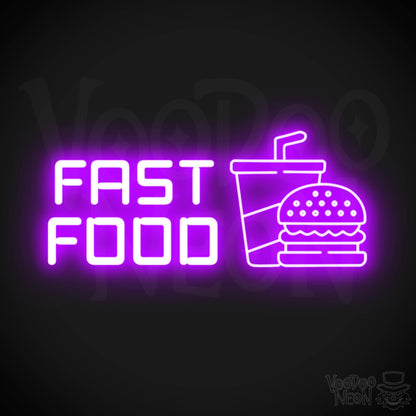 Fast Food Neon Sign - Neon Fast Food Sign - LED Sign - Color Purple