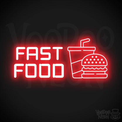 Fast Food Neon Sign - Neon Fast Food Sign - LED Sign - Color Red