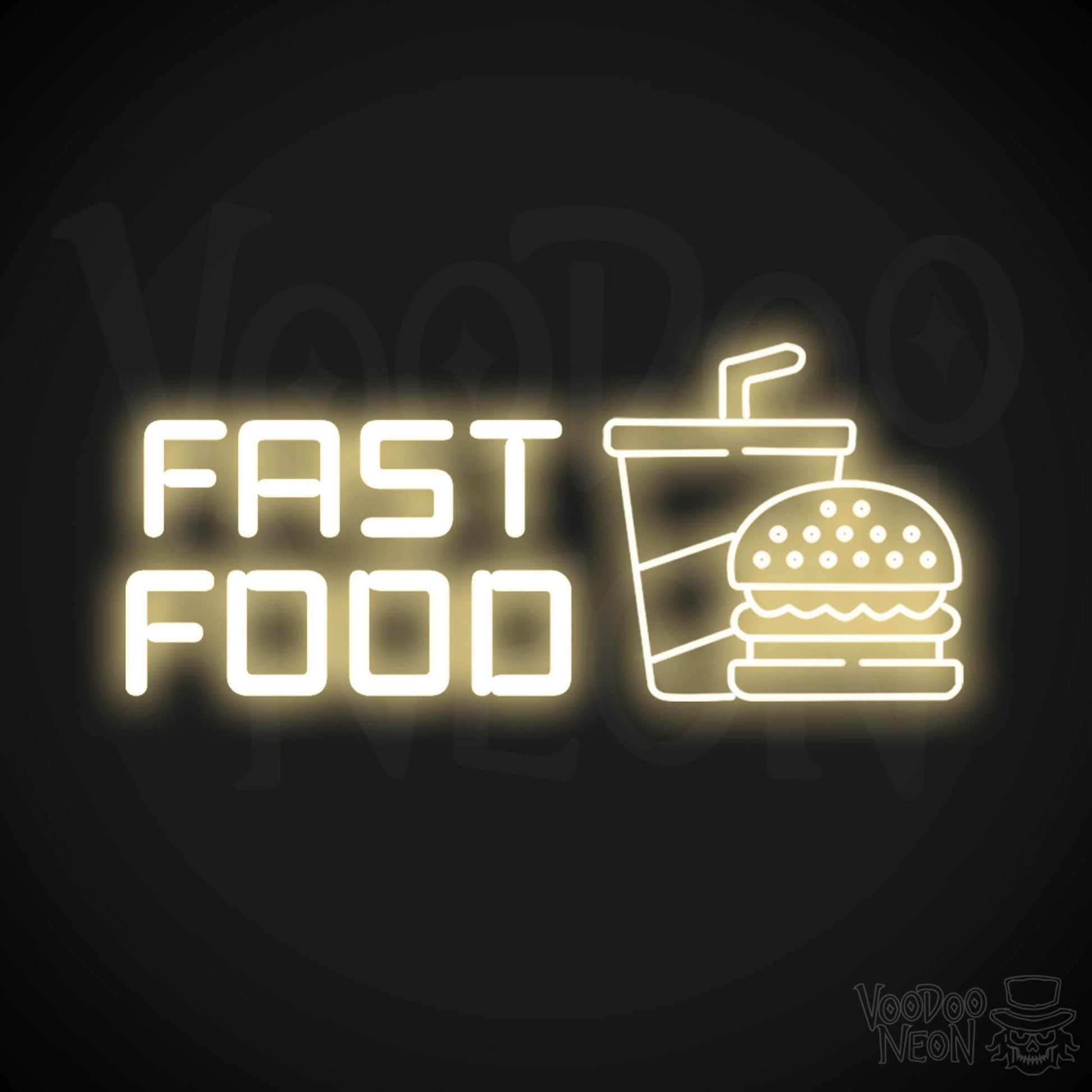 Fast Food Neon Sign - Neon Fast Food Sign - LED Sign - Color Warm White