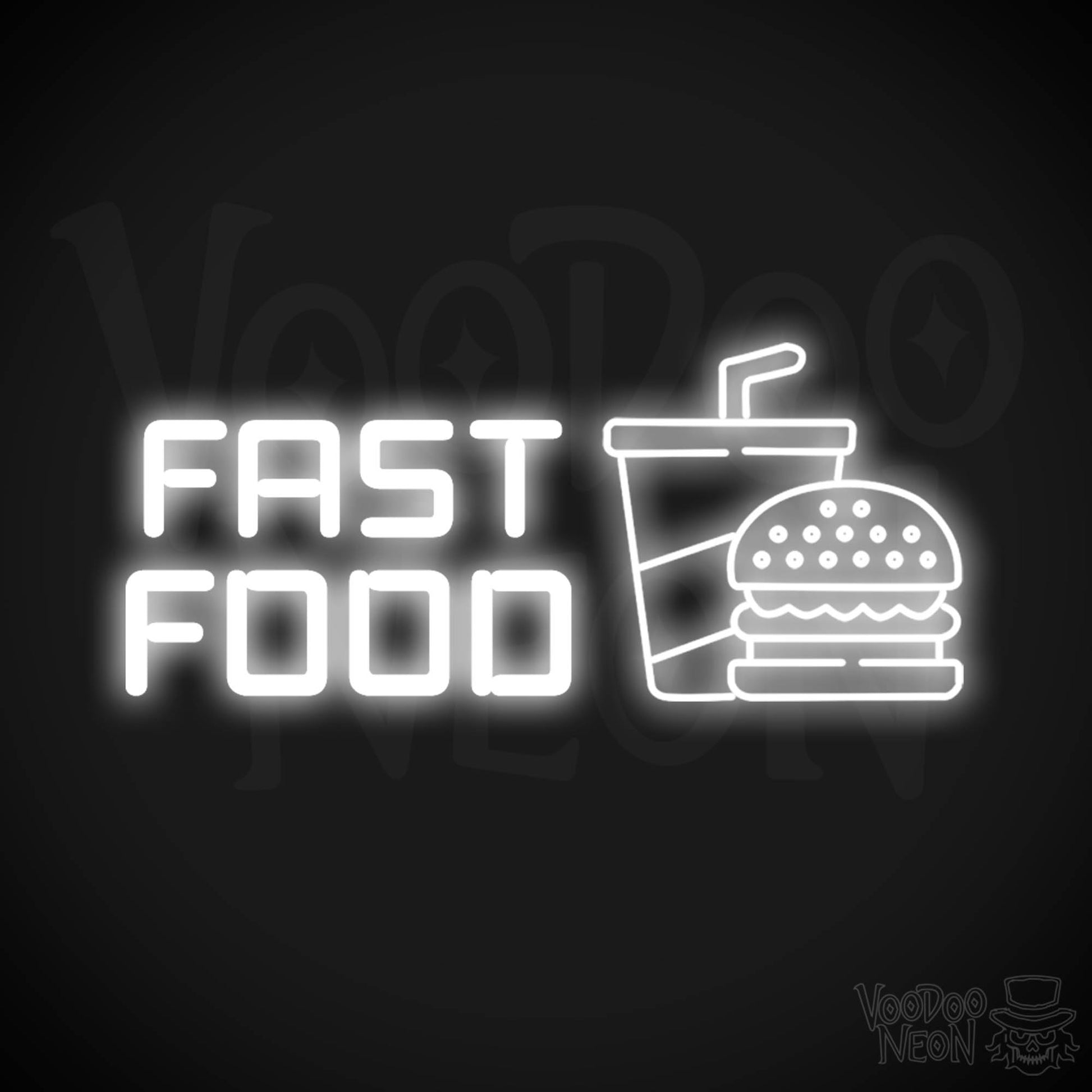 Fast Food Neon Sign - Neon Fast Food Sign - LED Sign - Color White