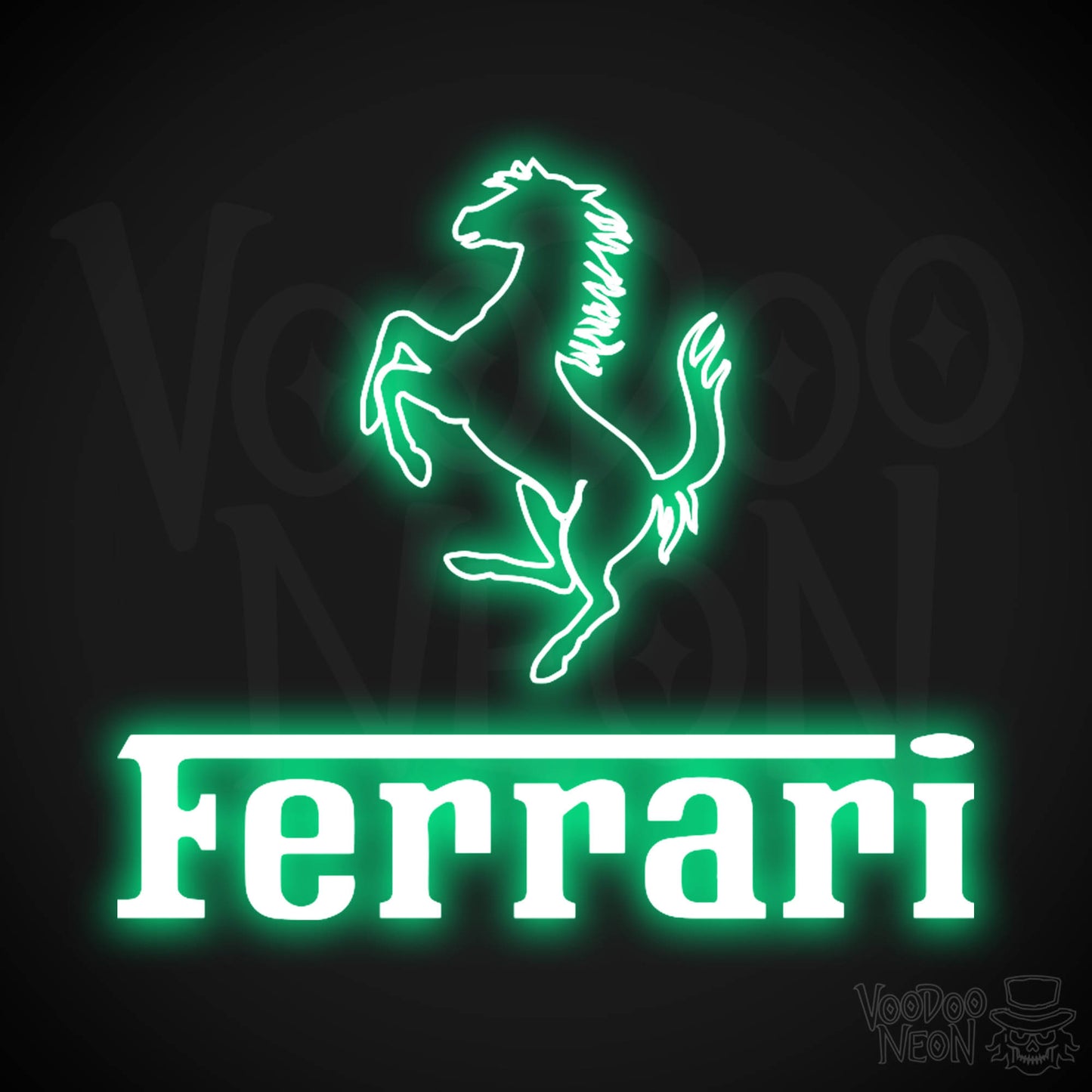 Ferrari Neon Sign - Neon Ferrari Sign - Ferrari Logo Wall Art - Color Green