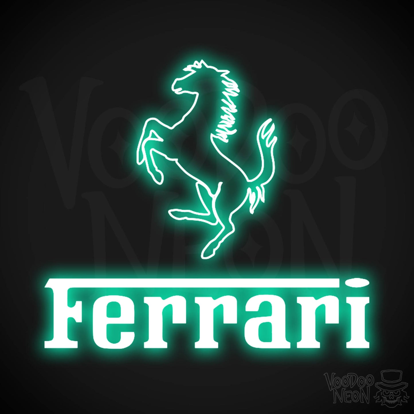 Ferrari Neon Sign - Neon Ferrari Sign - Ferrari Logo Wall Art - Color Light Green
