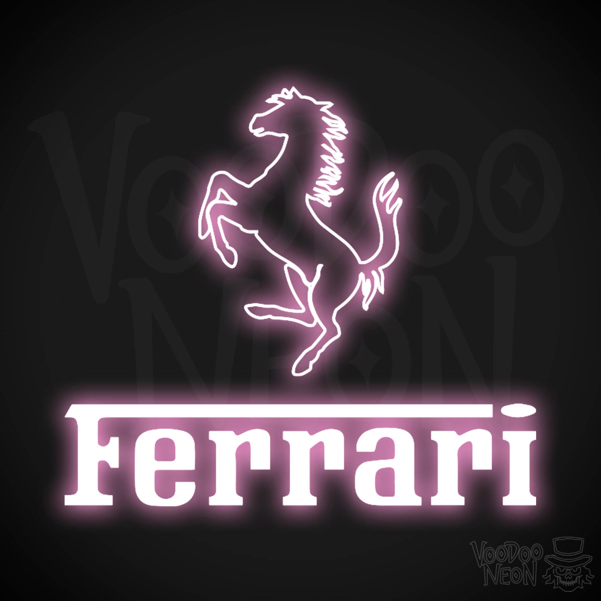 Ferrari Neon Sign - Neon Ferrari Sign - Ferrari Logo Wall Art - Color Light Pink