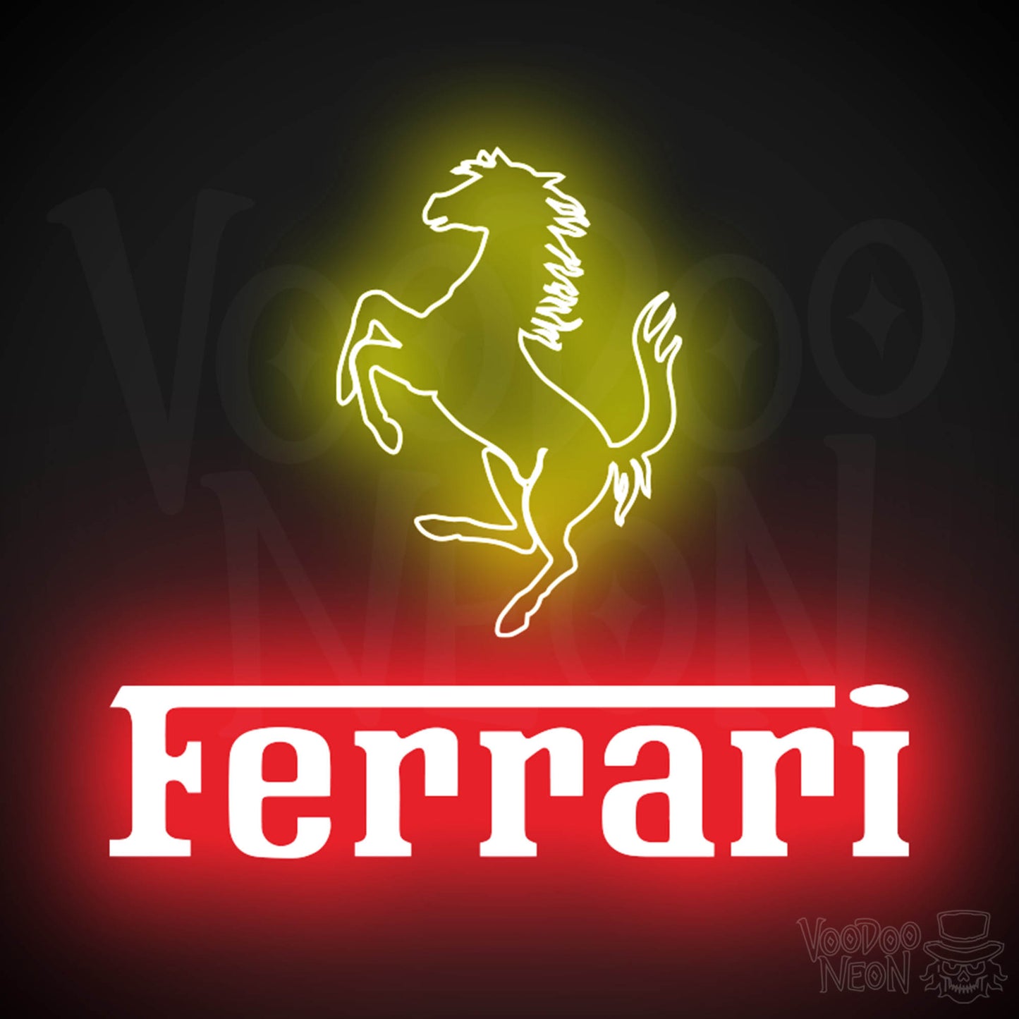 Ferrari Neon Sign - Neon Ferrari Sign - Ferrari Logo Wall Art - Color Multi-Color